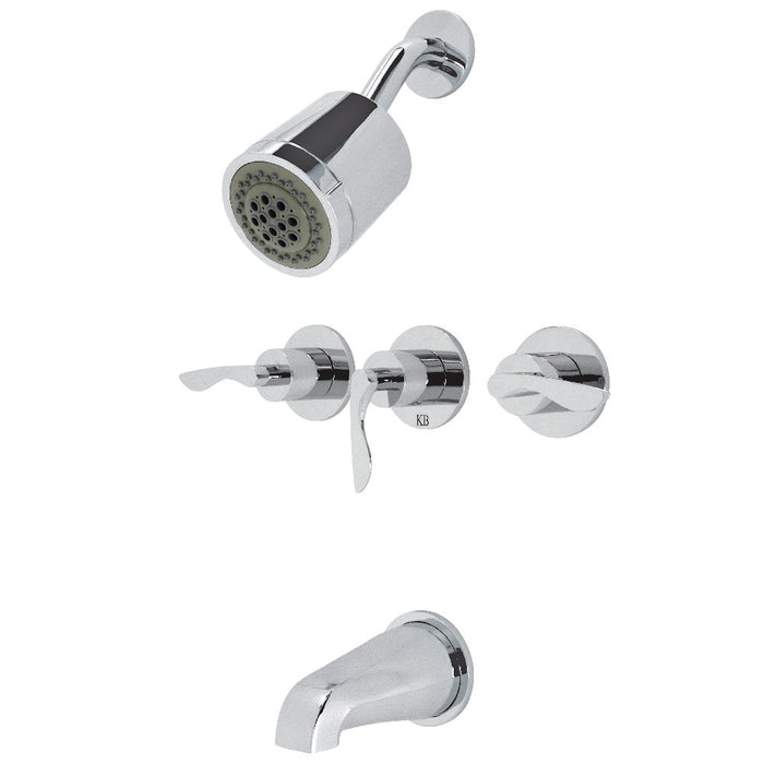 Kingston Brass KBX8131SVL Serena Triple-Handle Tub and Shower Faucet, Polished Chrome