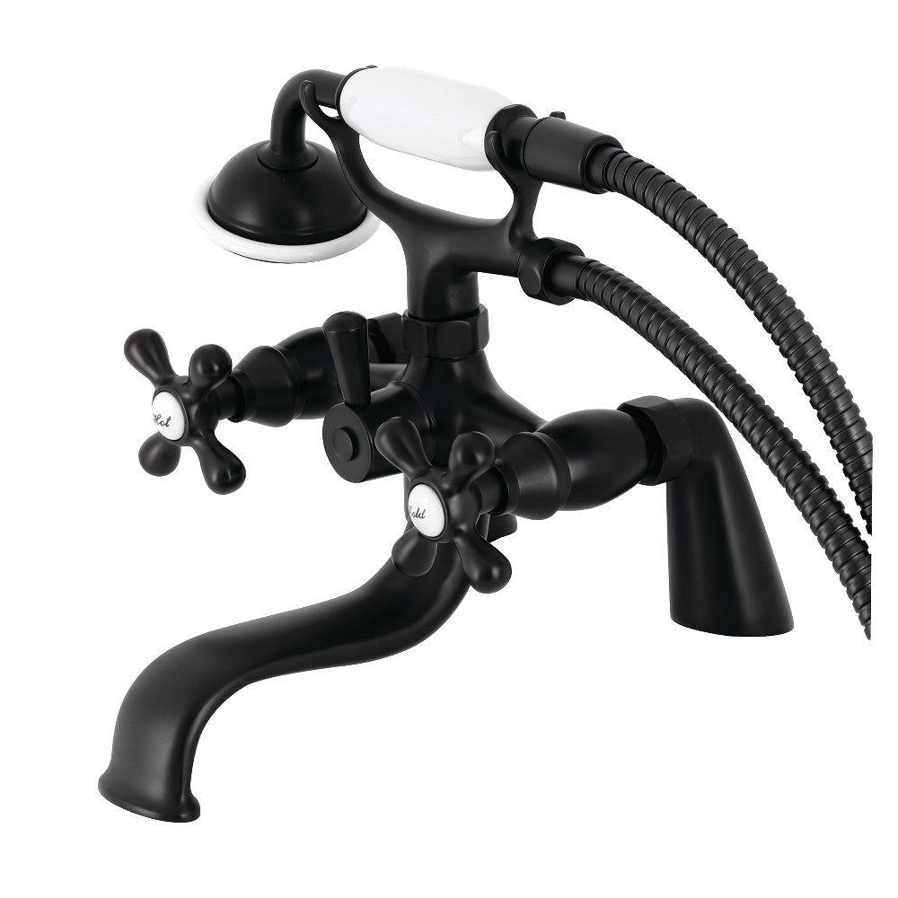 Kingston Brass KS227MB Kingston 6" Center Deck-Mount Clawfoot Tub Faucet with Hand Shower, Matte Black