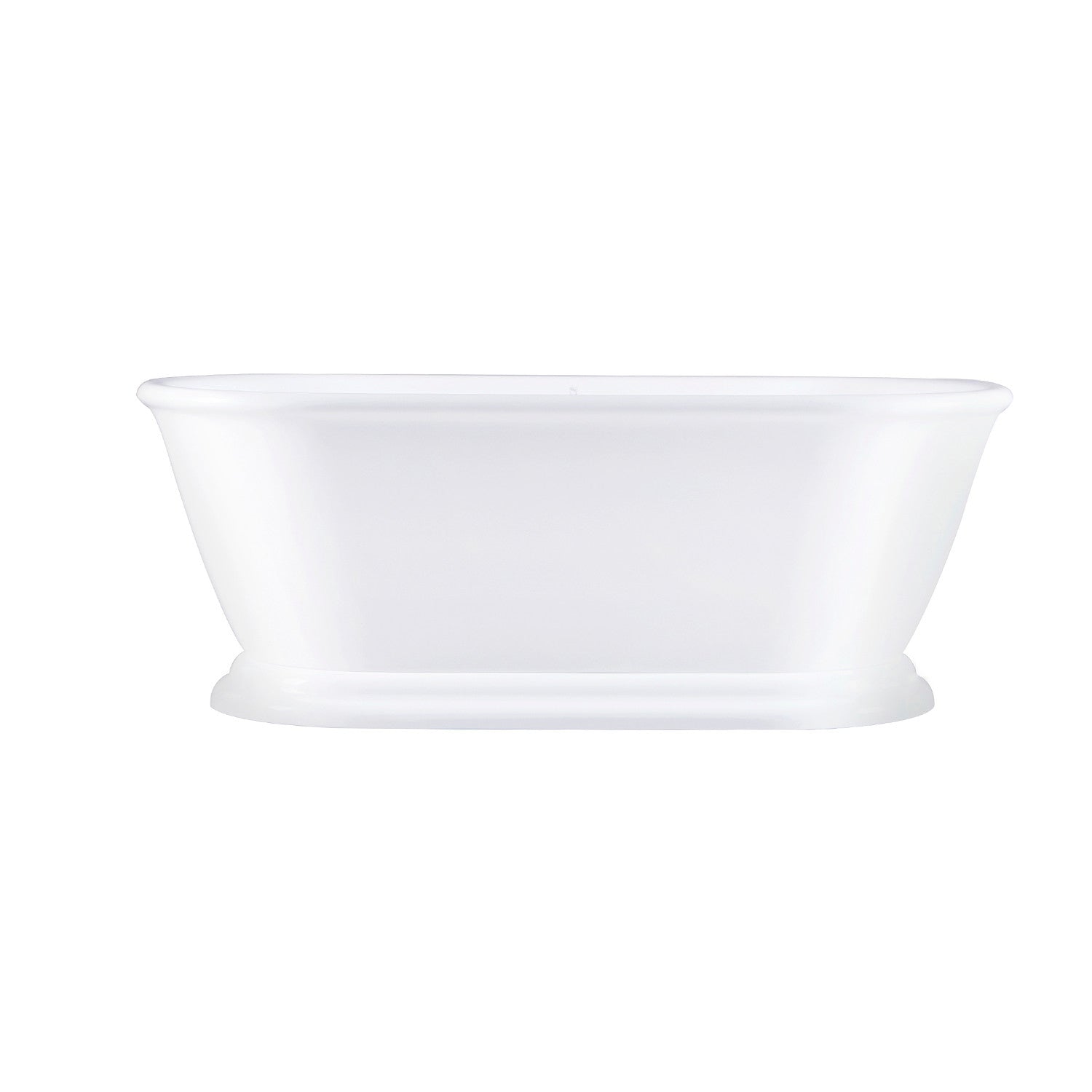 Aqua Eden VTDE663124 66" Acrylic Oval Double Ended Pedestal Tub with Drain (No Faucet Drillings), Glossy White