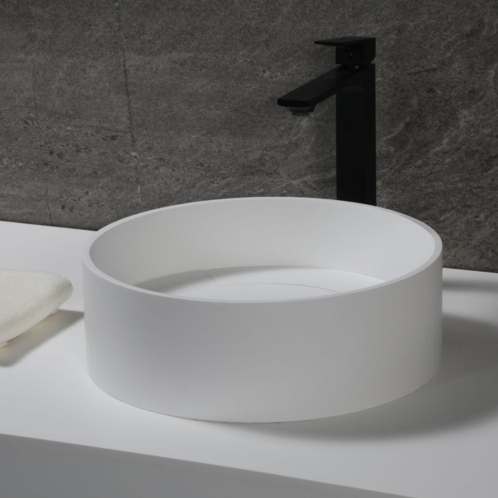 ALFI ABRS15R 15" Round White Matte Solid Surface Resin Sink