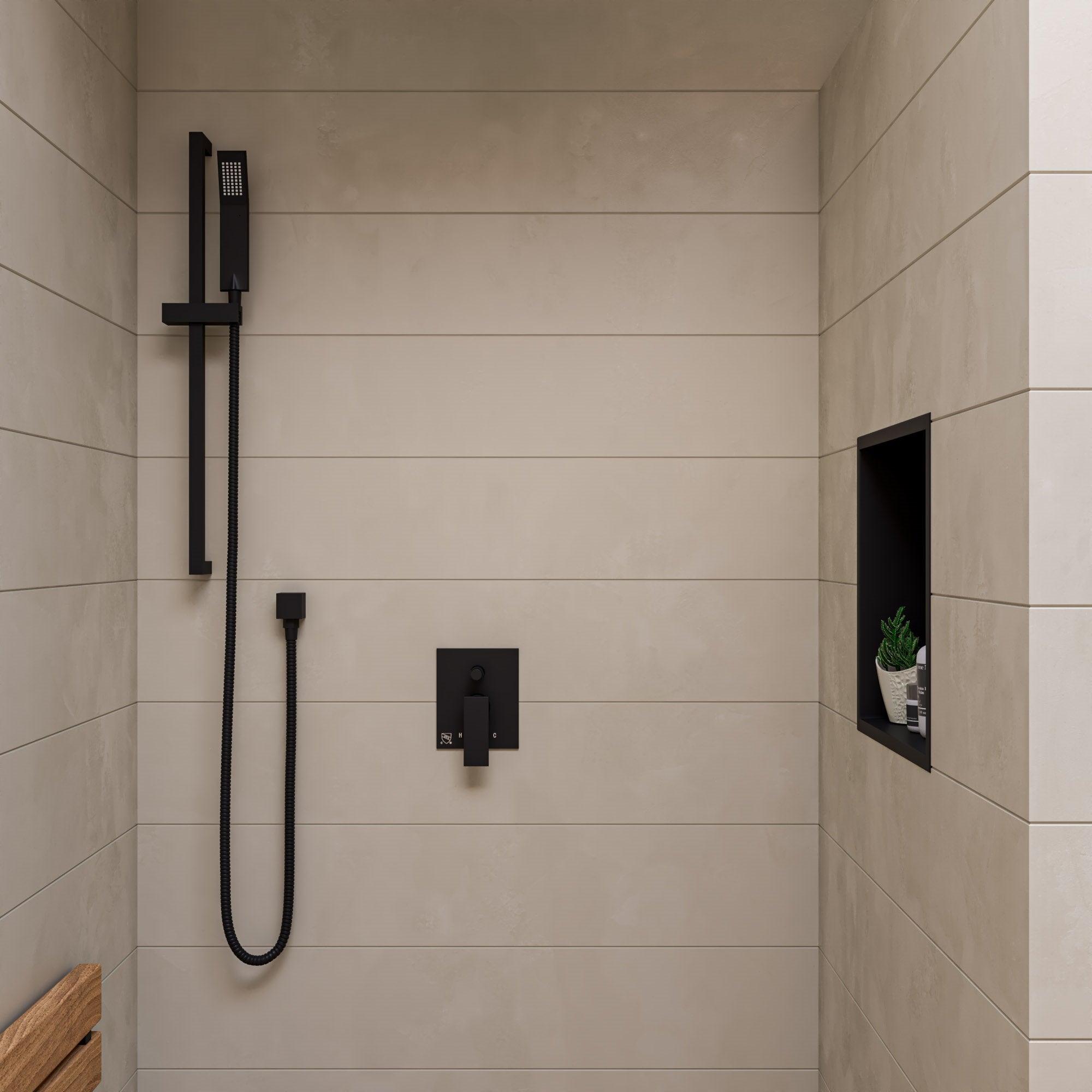 ALFI AB5601-BM Black Matte Shower Valve with Square Lever Handle and Diverter