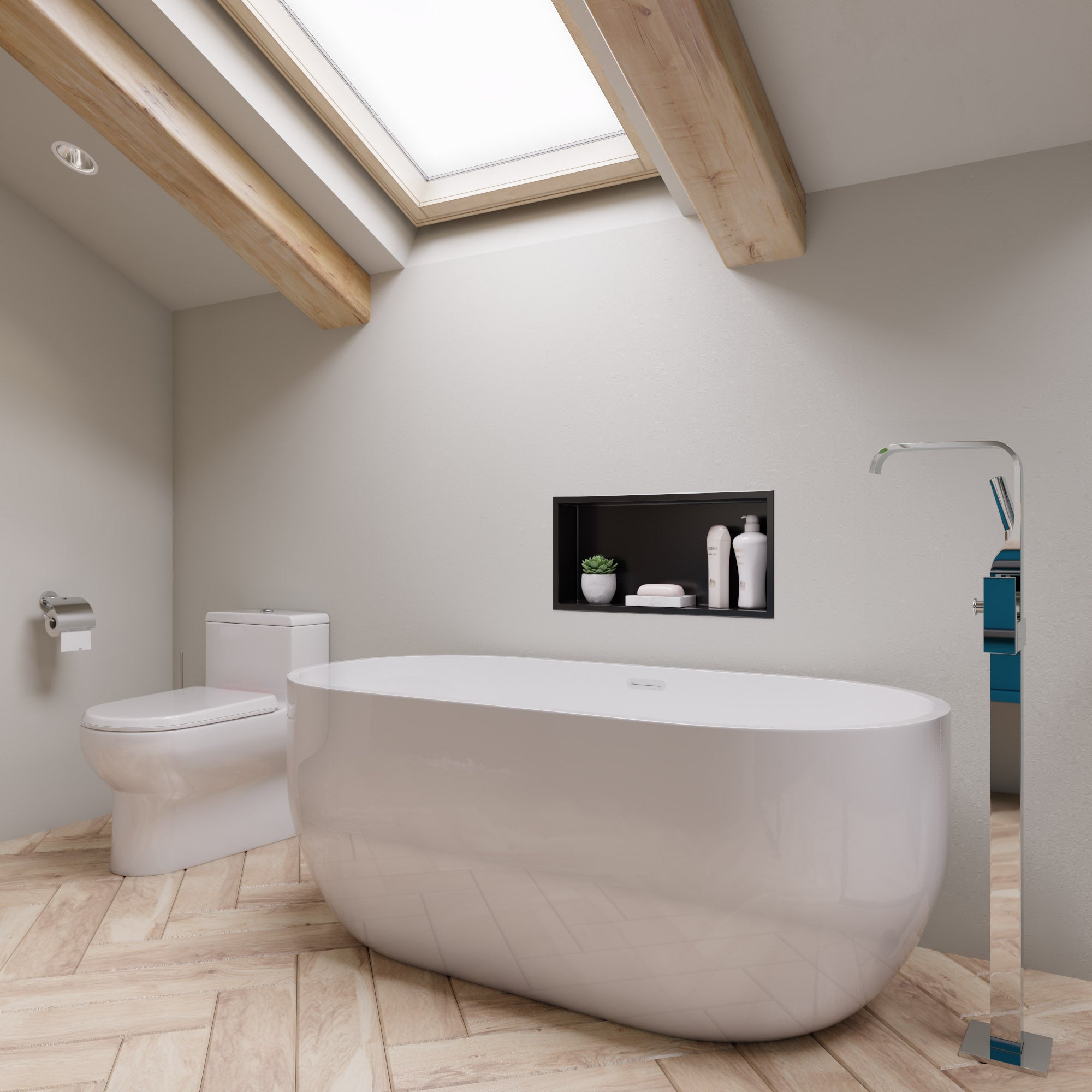 ALFI AB8838 59 inch White Oval Acrylic Free Standing Soaking Bathtub