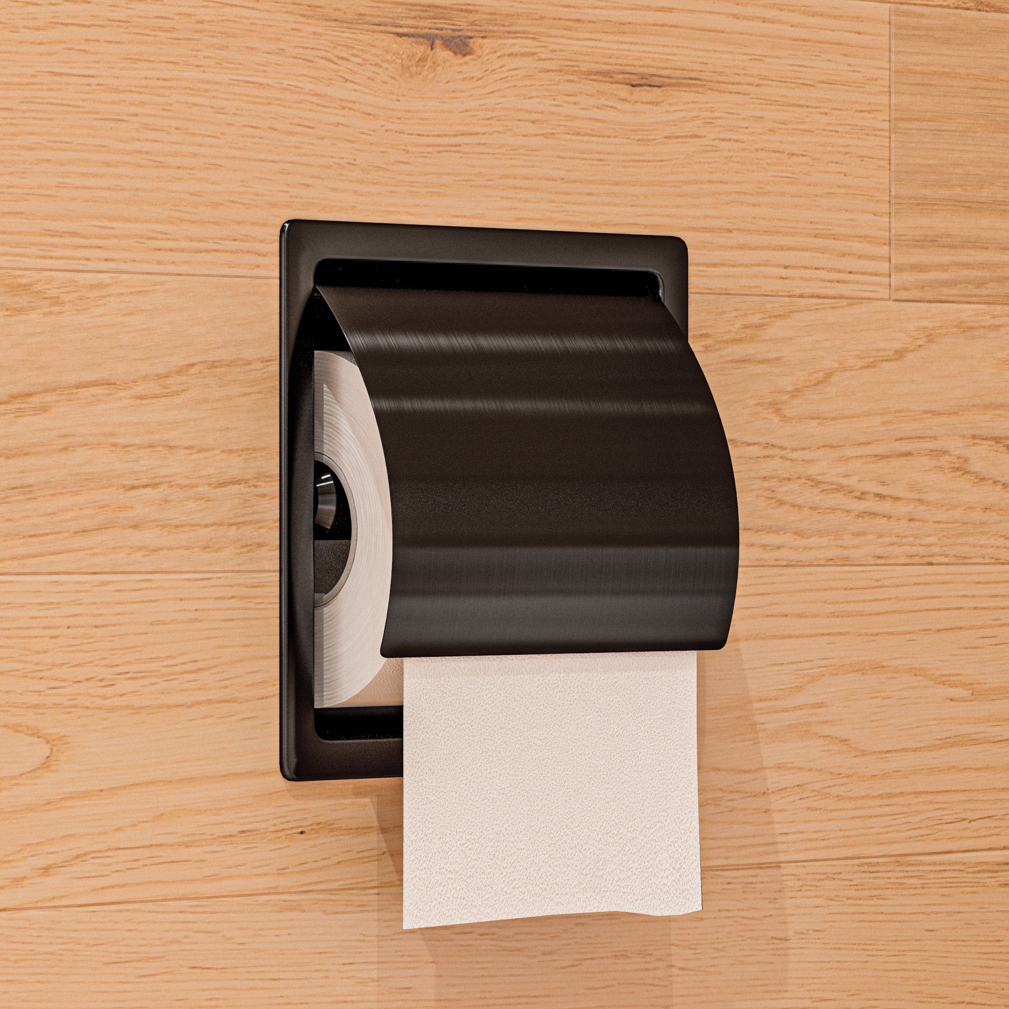 ALFI ABTPP77-BB PVD Brushed Black Stainless Steel Recessed Toilet Paper Holder with Cover
