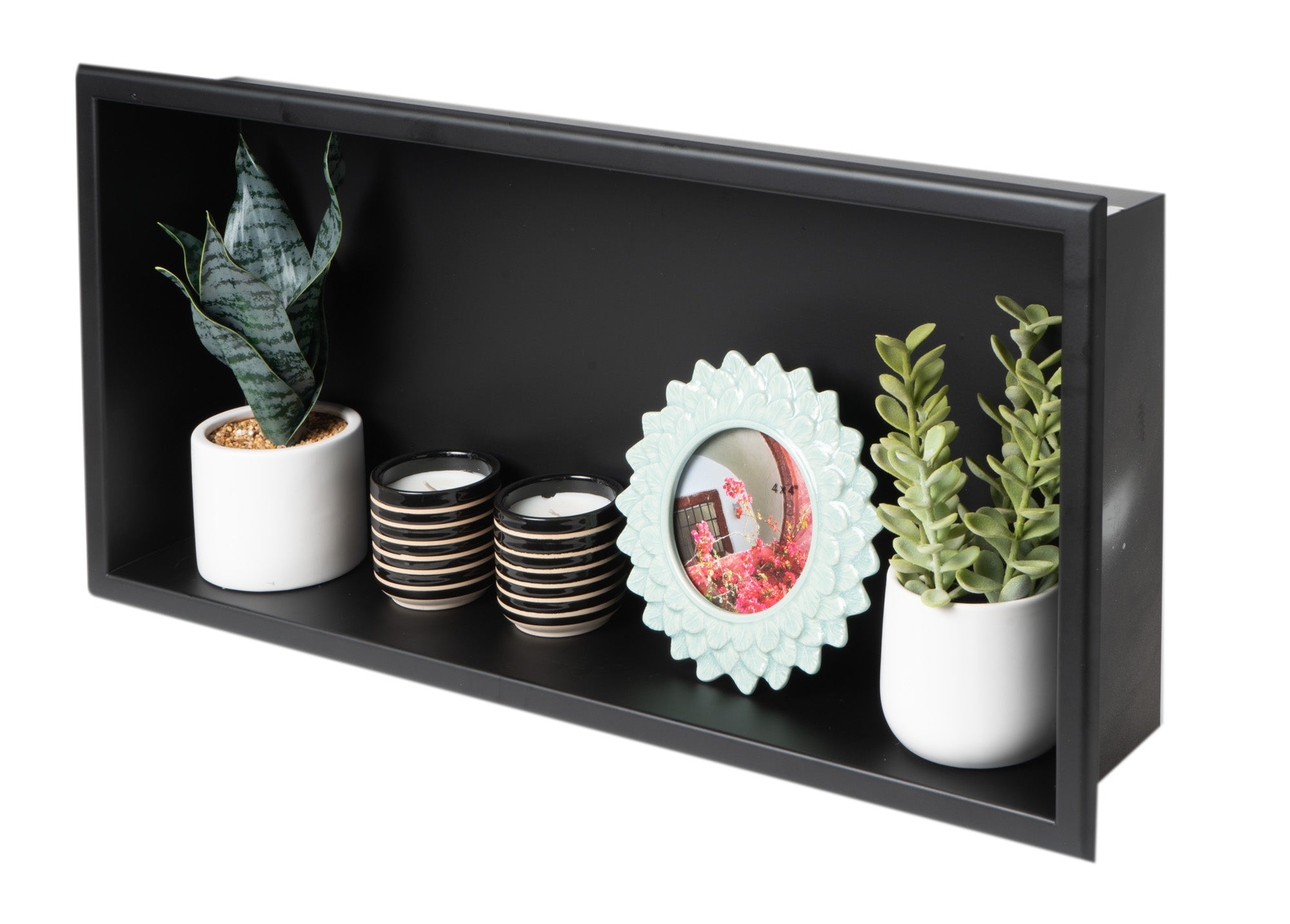 ALFI ABNC2412-BLA 24 x 12 Black Matte Stainless Steel Horizontal Single Shelf Bath Shower Niche