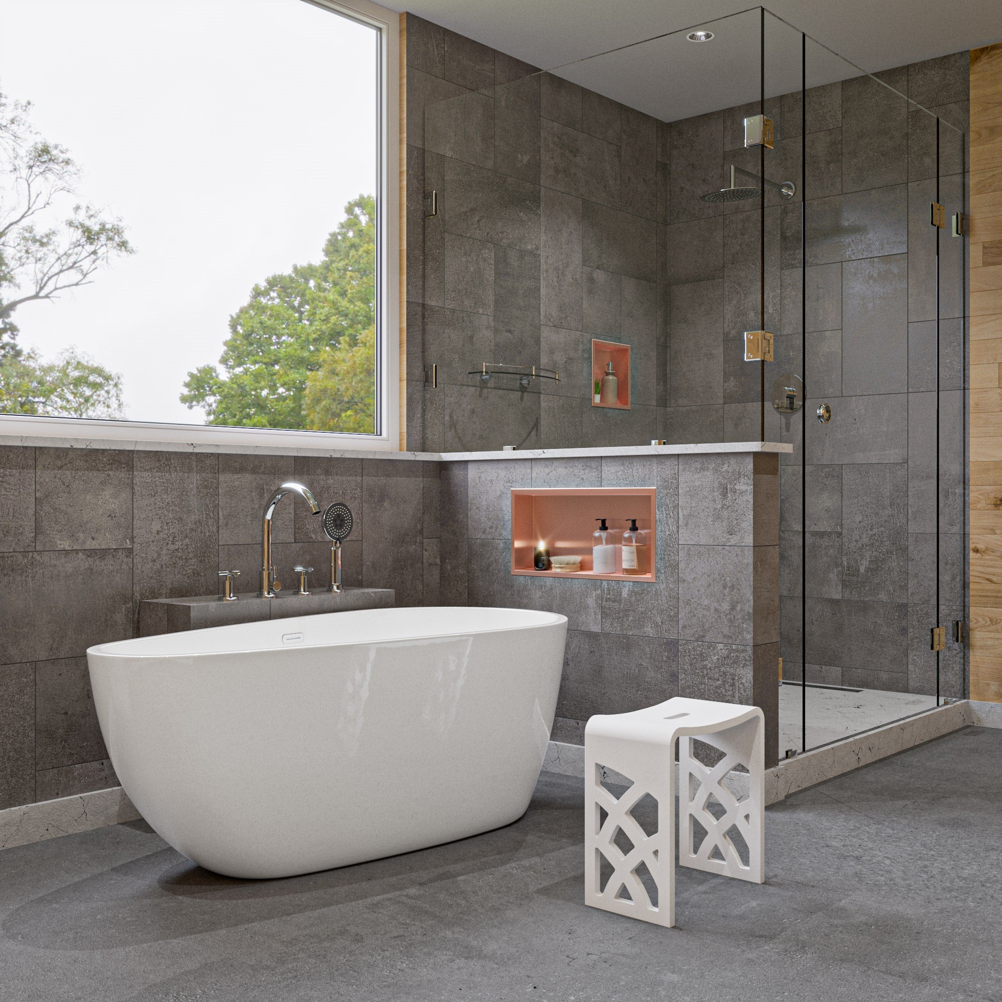 ALFI AB8861 59 inch White Oval Acrylic Free Standing Soaking Bathtub