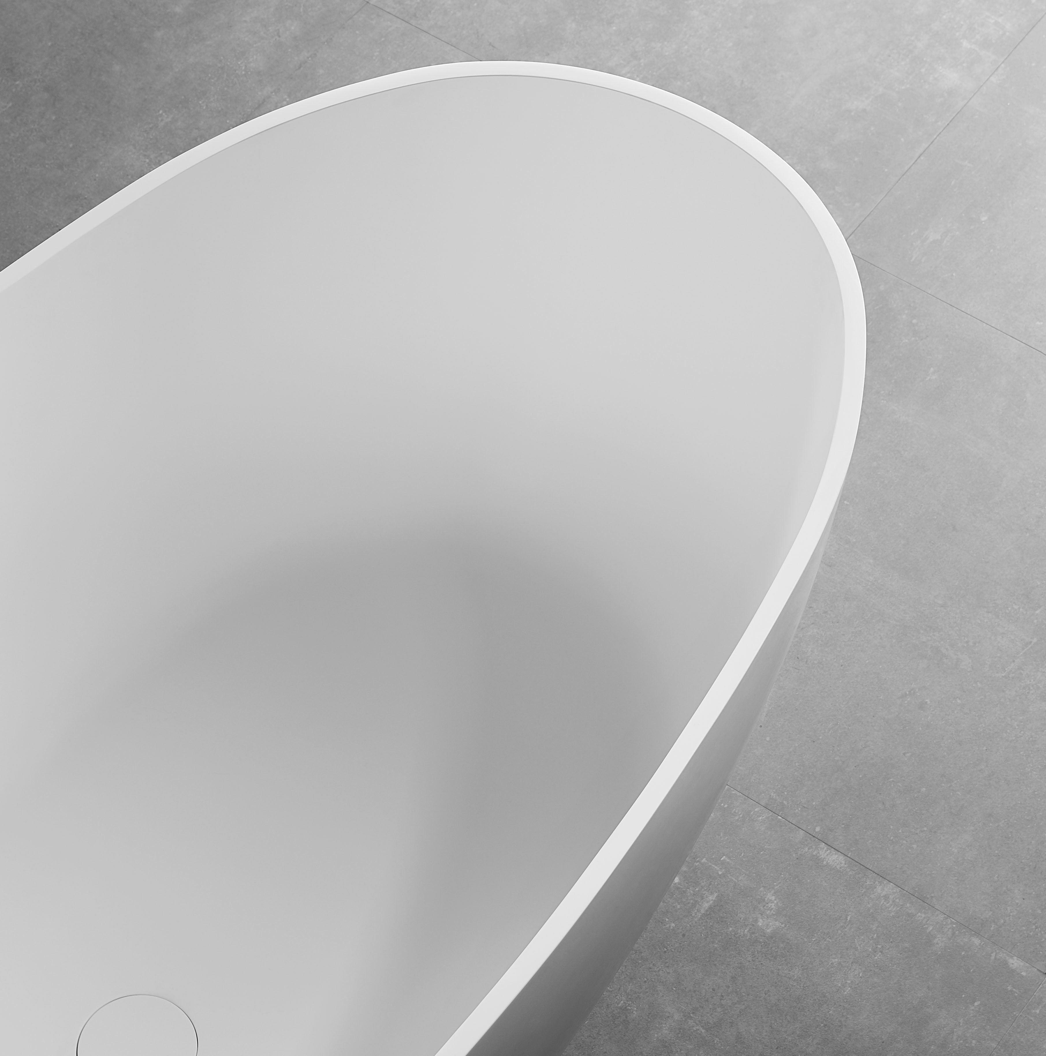 ALFI AB9975 59" White Oval Solid Surface Resin Soaking Bathtub