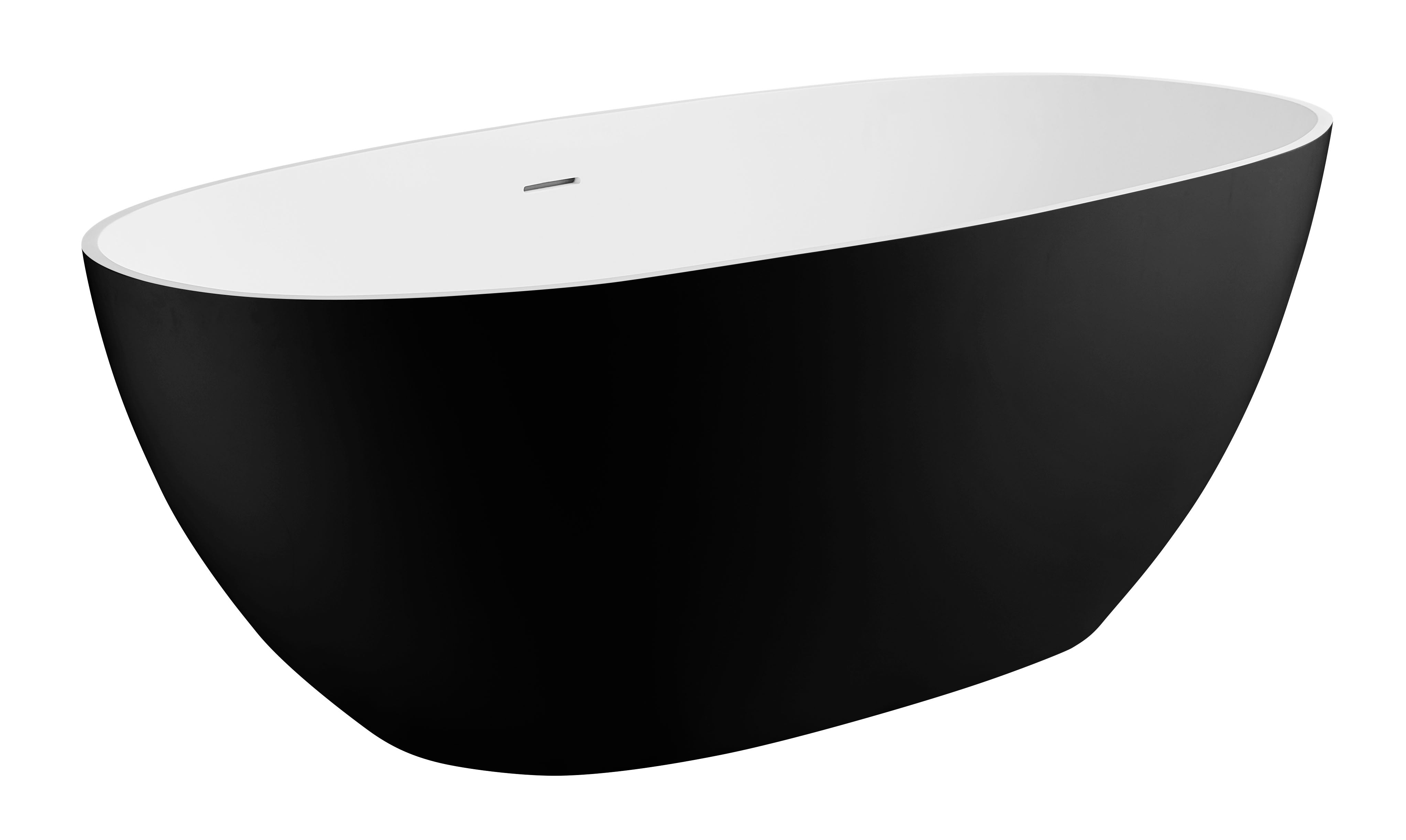ALFI AB9975BM 59" Black & White Matte Oval Solid Surface Resin Soaking Bathtub