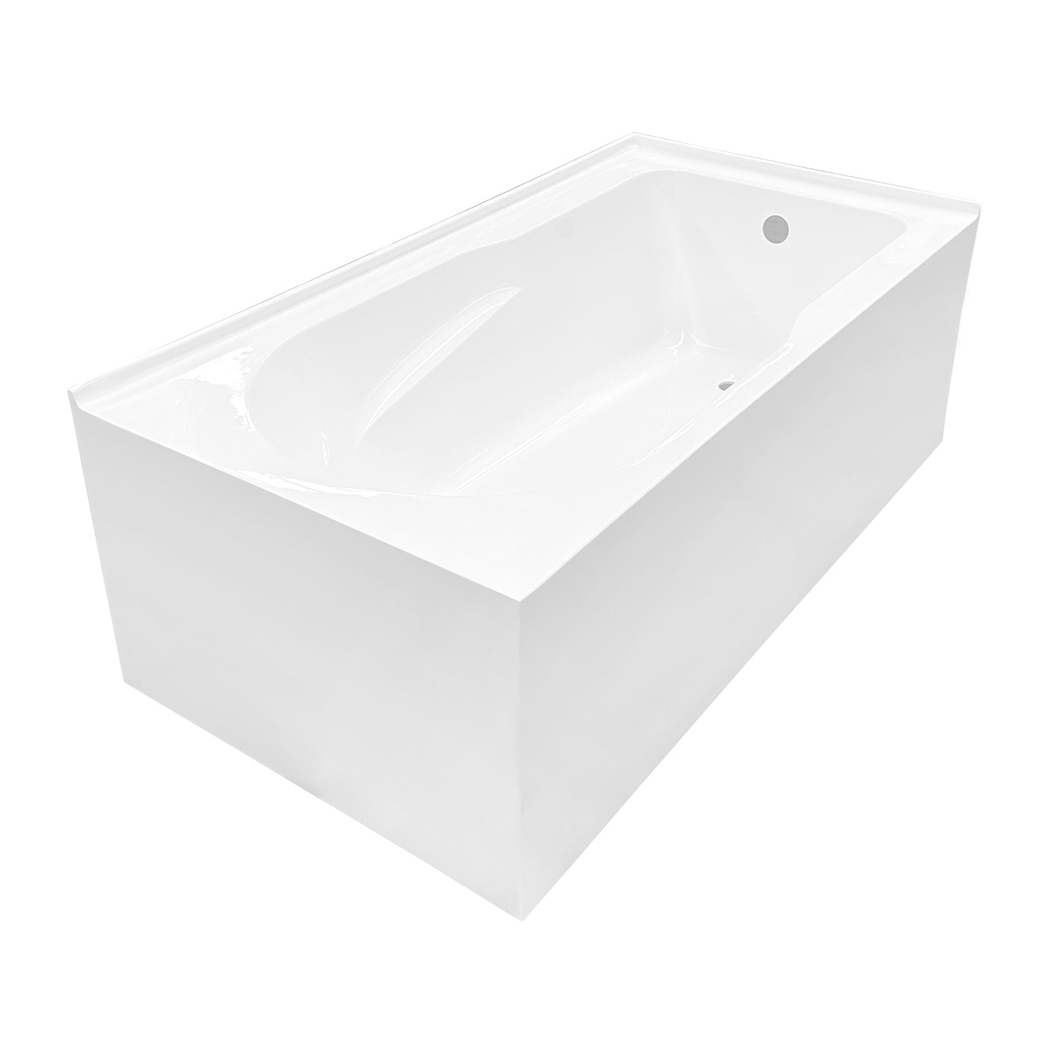 Aqua Eden VTAM6032R21TS 60" Acrylic Rectangular 2-Wall Corner Alcove Tub, Right Hand Drain, Glossy White