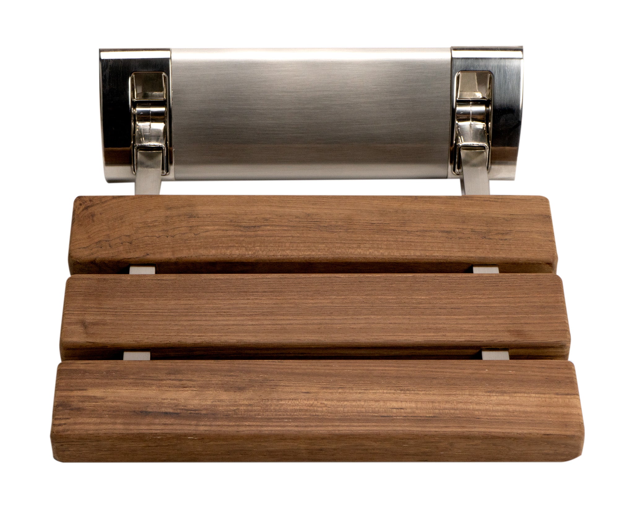 ALFI ABS14-BN Brushed Nickel 14" Folding Teak Wood Shower Seat Bench