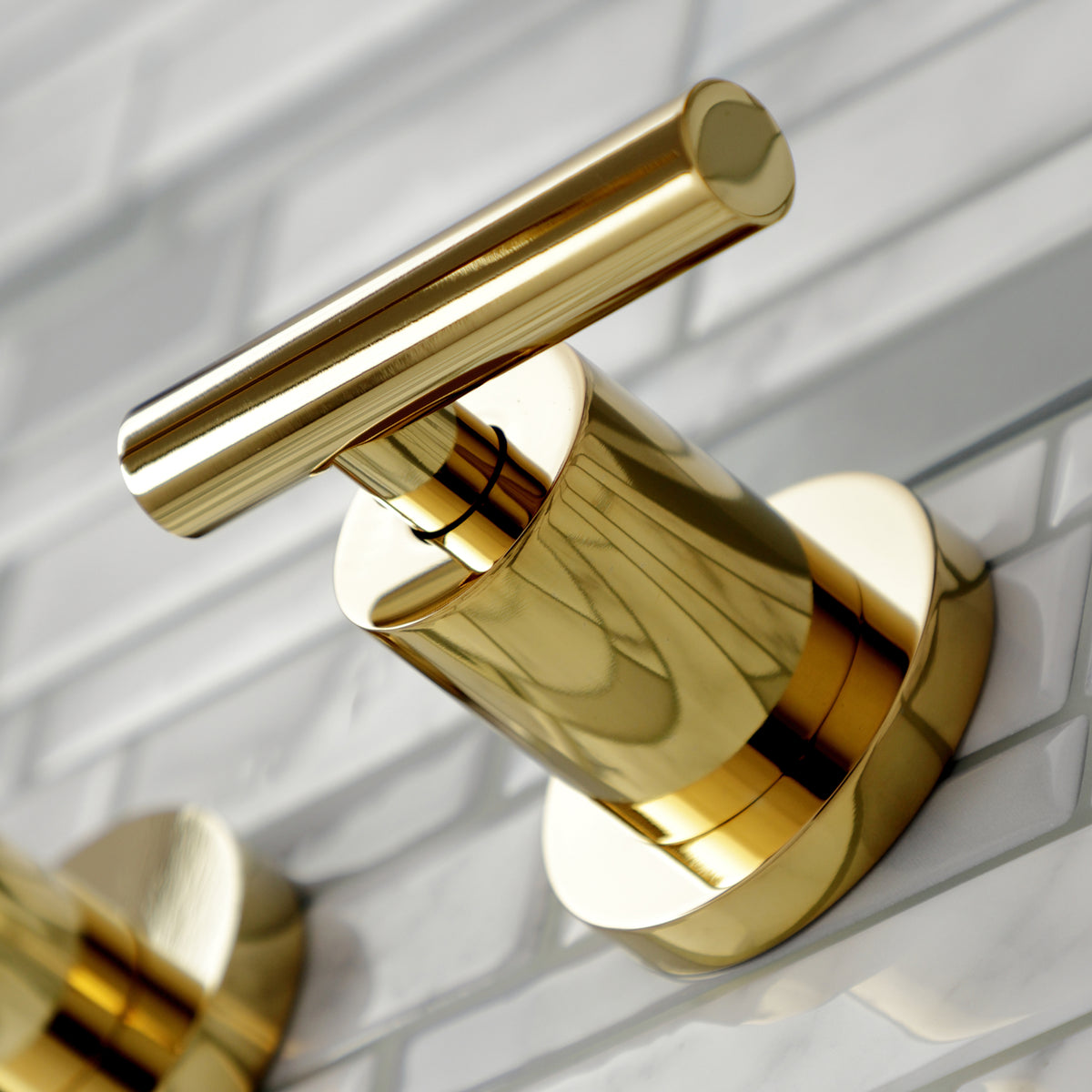 Kingston Brass KS8022CML Manhattan Two-Handle Wall Mount Roman Tub Faucet, Polished Brass