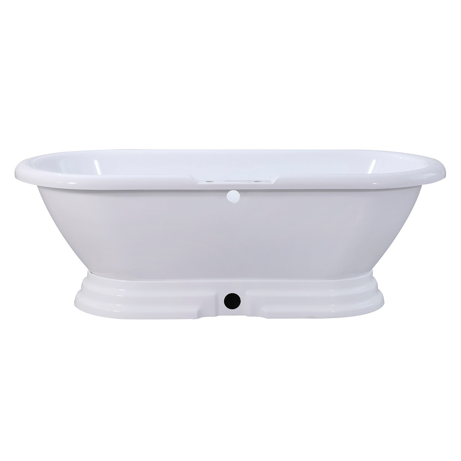 Aqua Eden VT7PE672824PBA 67" Acrylic Oval Double Ended Pedestal Tub (7" Faucet Drillings), Glossy White