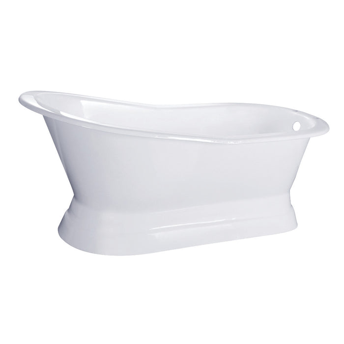 Aqua Eden VCT7D673128 67" Cast Iron Oval Single Slipper Pedestal Tub (7" Faucet Drillings), White