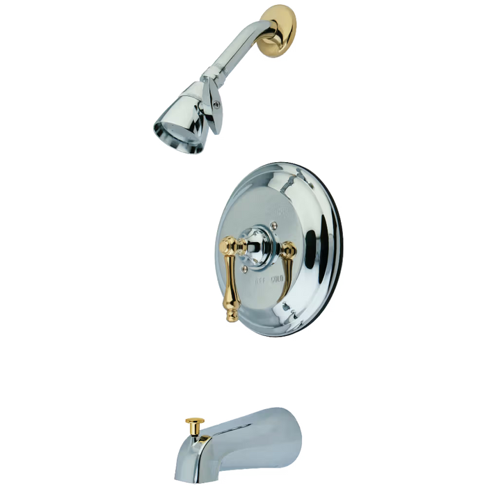 Kingston Brass KB3634AL Restoration Single-Handle Pressure Balanced Tub and Shower Faucet, Polished Chrome/Polished Brass