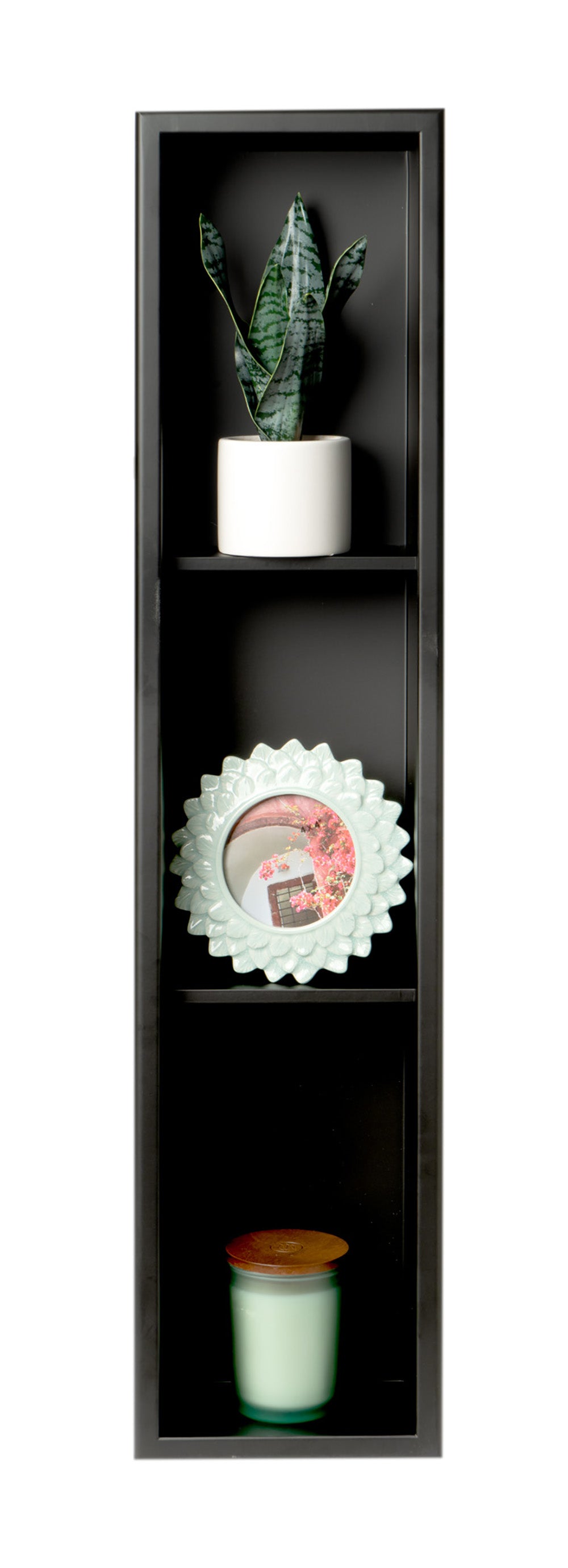 ALFI ABNC0836-BLA 8" x 36" Black Matte Stainless Steel Vertical Triple Shelf Bath Shower Niche
