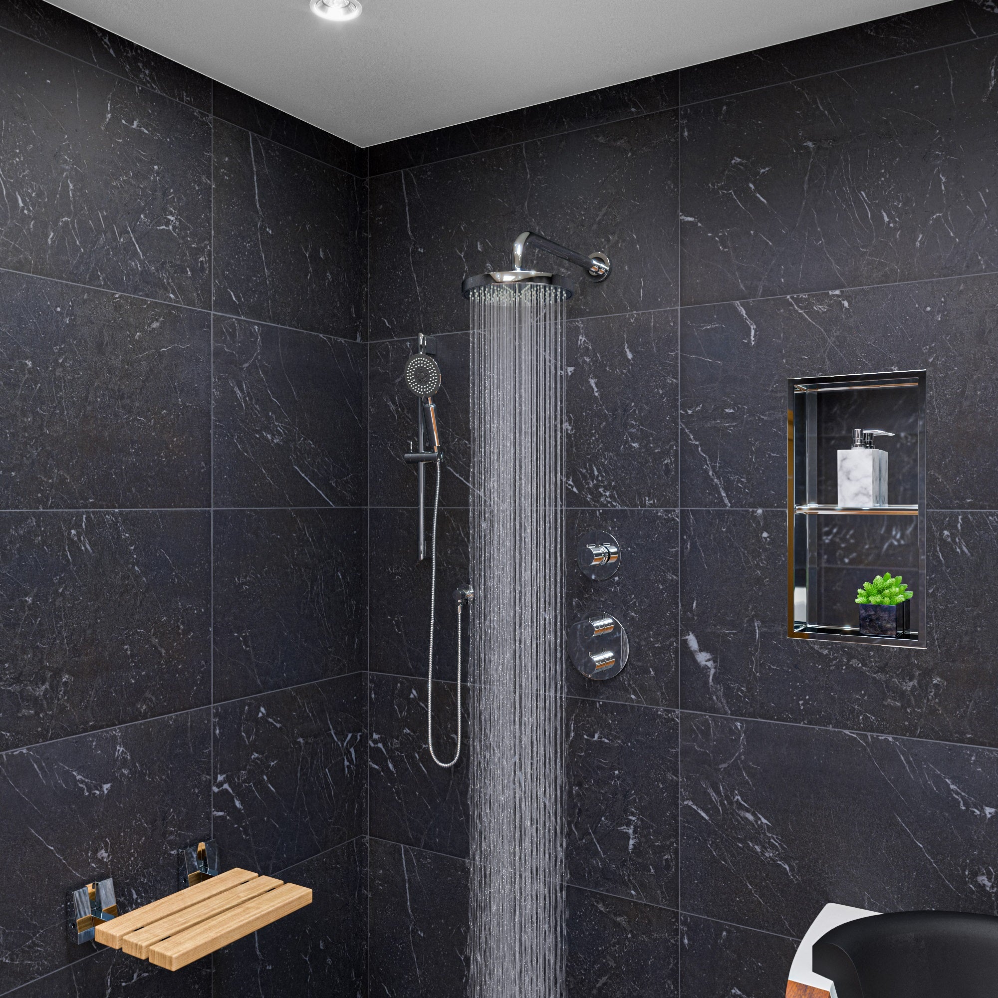 ALFI AB2545-PC Polished Chrome Round Style 2 Way Thermostatic Shower Set