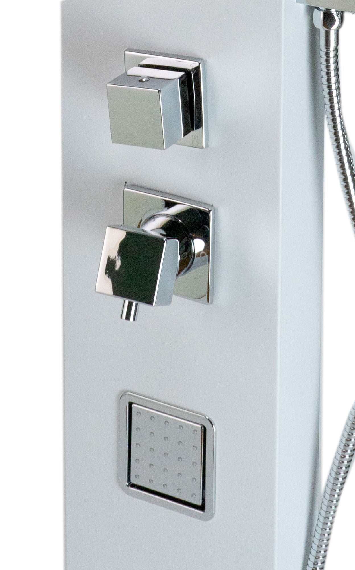 ALFI ABSP60W White Aluminum Shower Panel with 2 Body Sprays and Rain Shower Head