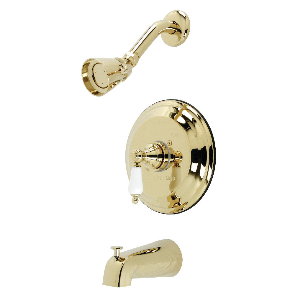 Kingston Brass KB3632PL Restoration Single-Handle Pressure Balanced Tub and Shower Faucet, Polished Brass