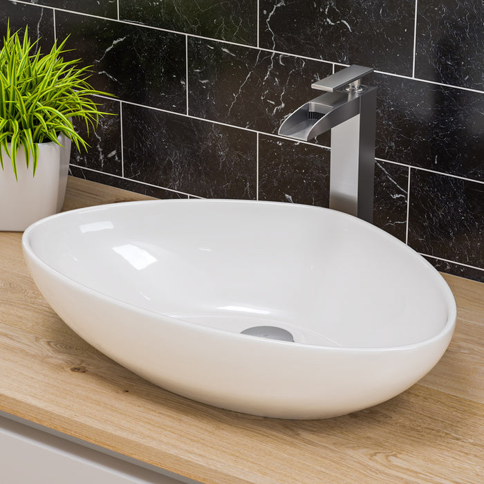 ALFI ABC914 White 23" Fancy Above Mount Ceramic Sink