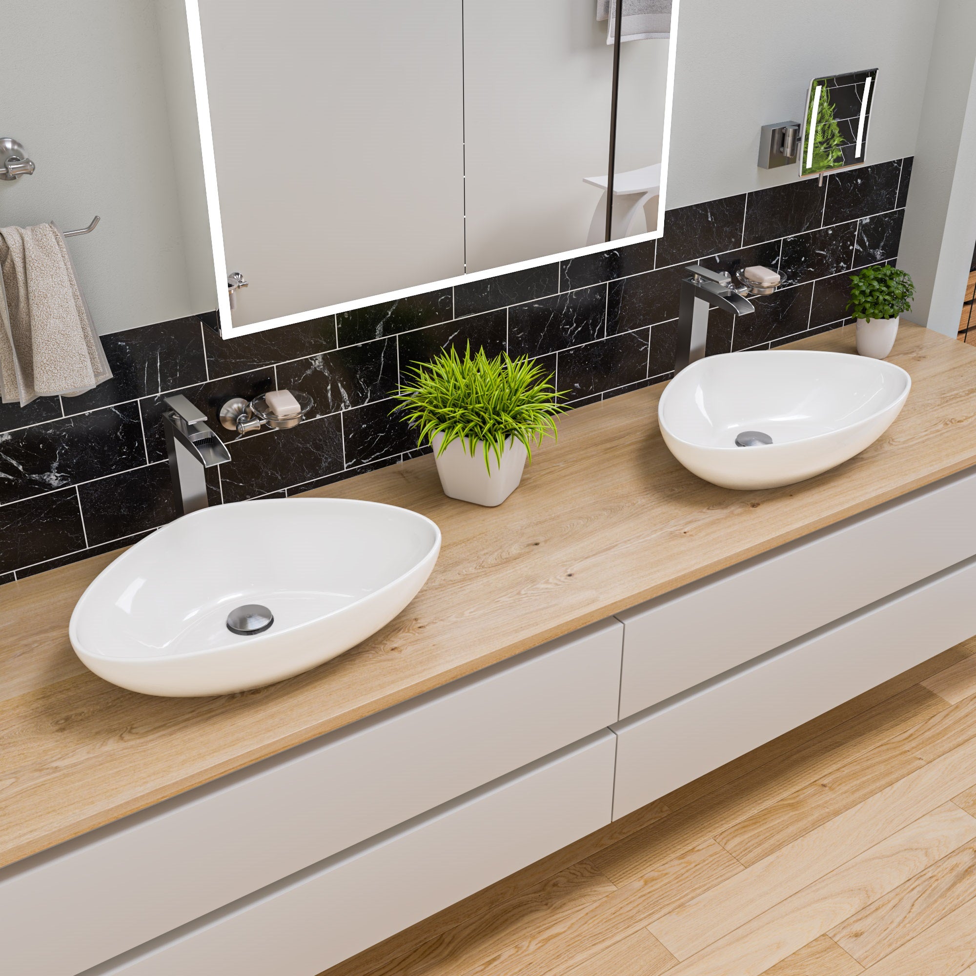 ALFI ABC914 White 23" Fancy Above Mount Ceramic Sink