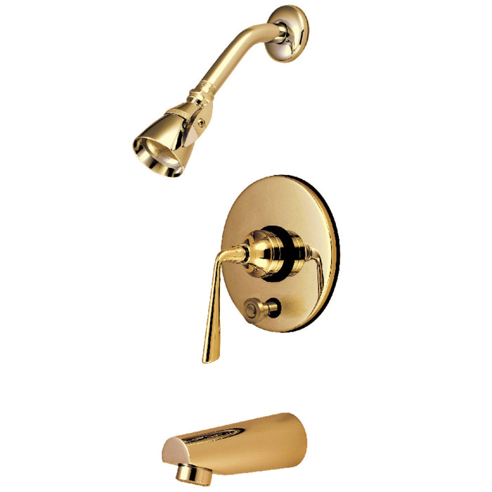 Kingston Brass KB86920ZL Silver Sage Single-Handle Pressure Balanced Tub and Shower Faucet, Polished Brass