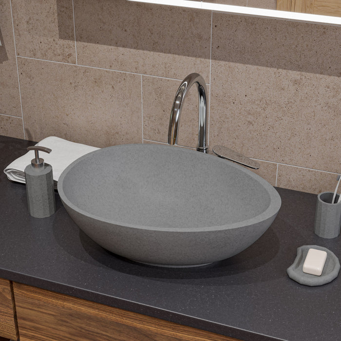 ALFI ABCO21O 21" Solid Concrete Tear Drop Above Mount Vessel Sink