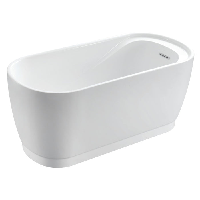 Kingston Brass VTOV592925S 59" Acrylic Oval Double Ended Freestanding Tub with Drain and Integrated Seat, Glossy White