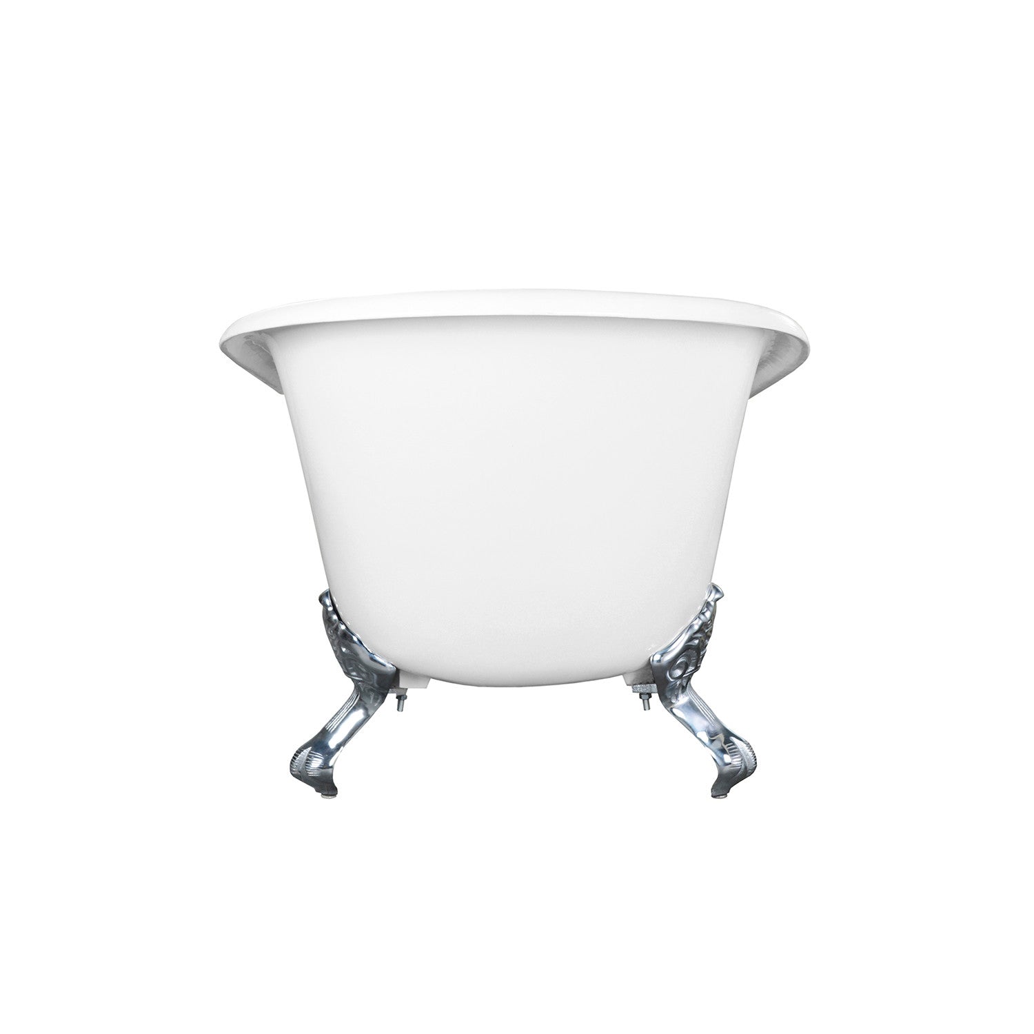 Aqua Eden VCTND6630NF1 67" Cast Iron Classic Flat-Rim Single Slipper Clawfoot Tub (No Faucet Drillings), White/Polished Chrome