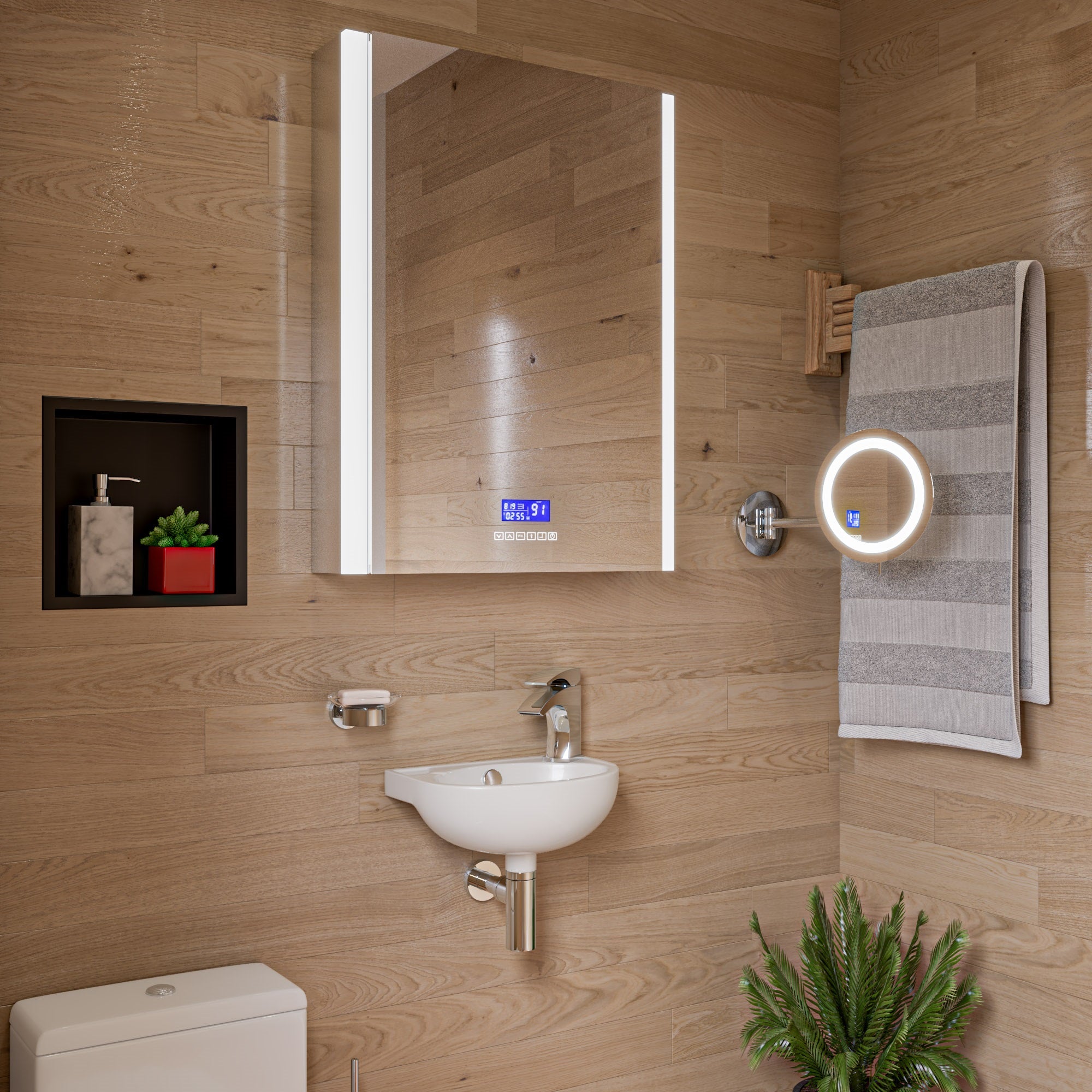 ALFI AB5506 16" Triple Rack Wooden Towel Bar Bathroom Accessory