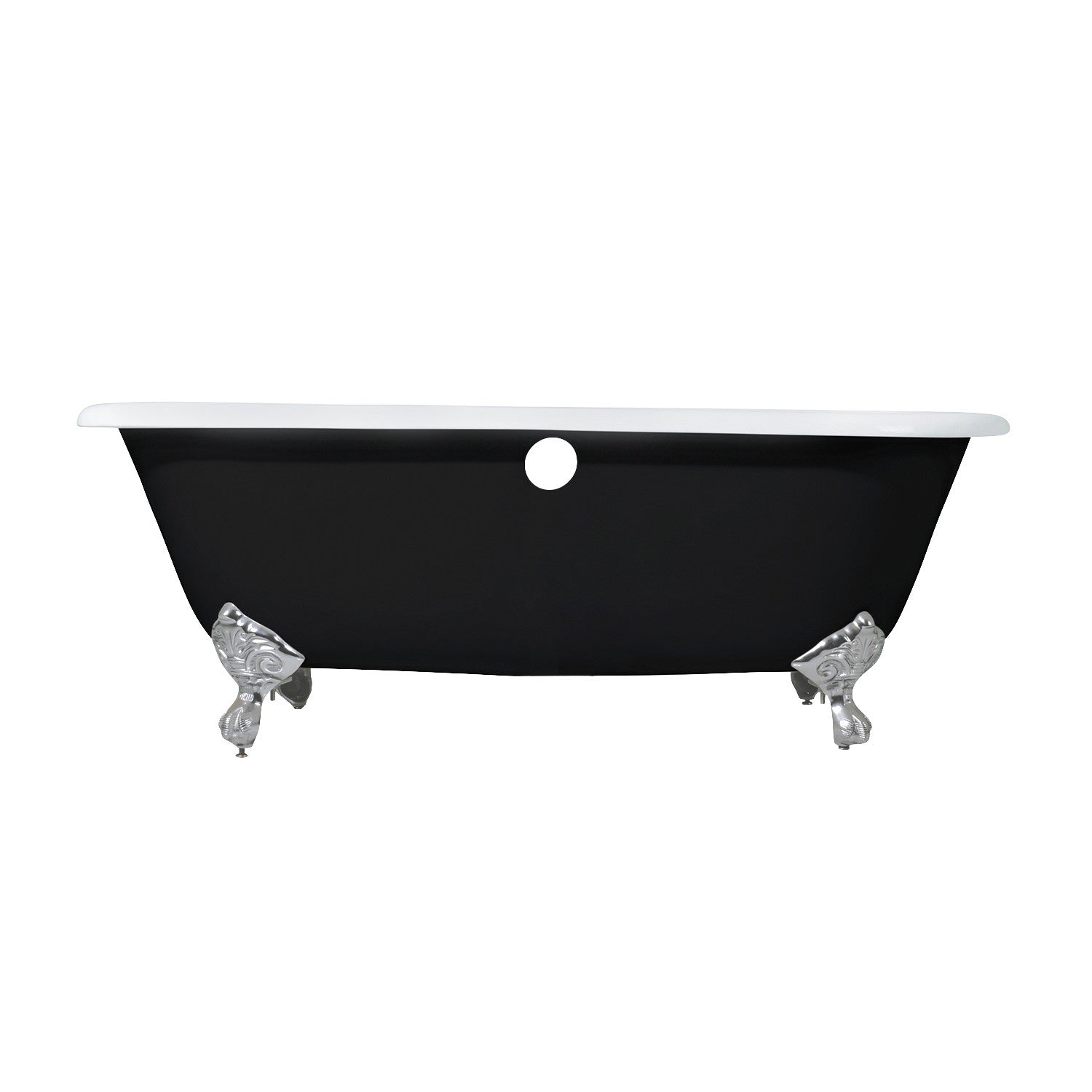 Aqua Eden VBT7D663013NB8 66" Cast Iron Oval Double Ended Clawfoot Tub (7" Faucet Drillings), Black/White/Brushed Nickel