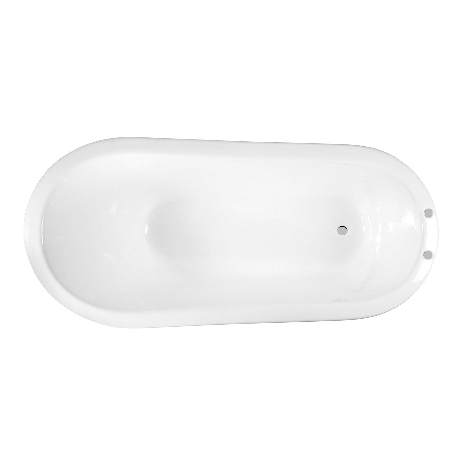 Aqua Eden VCT7D673122ZB1 67" Cast Iron Oval Single Slipper Clawfoot Tub (7" Faucet Drillings), White/Polished Chrome