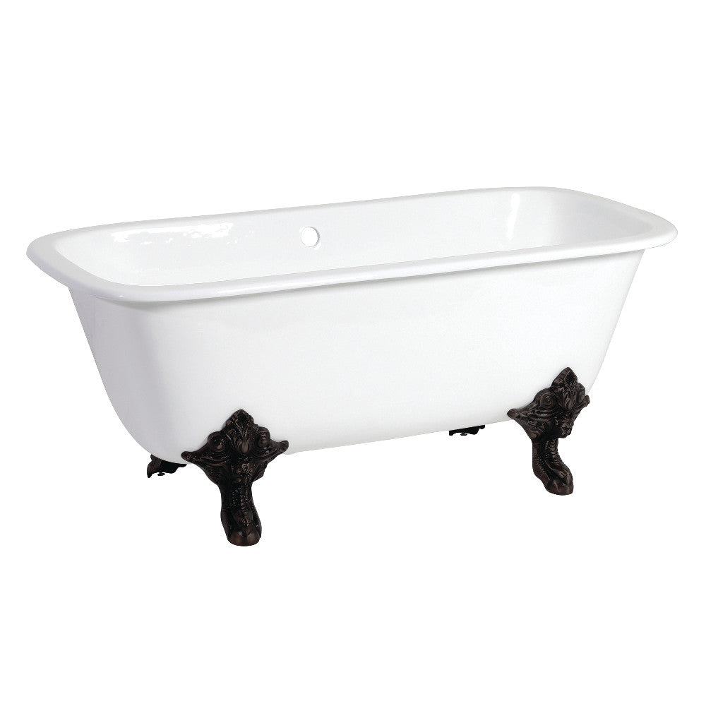 Aqua Eden VCTQND6732NL0 67" Cast Iron Rectangular Double Ended Clawfoot Tub (No Faucet Drillings), White/Matte Black