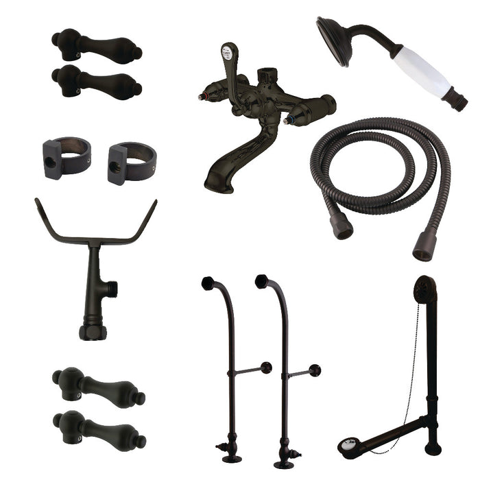 Kingston Brass CCK5175AL Vintage Freestanding Clawfoot Tub Faucet Package with Supply Line, Hand Shower and Tub Drain, Oil Rubbed Bronze