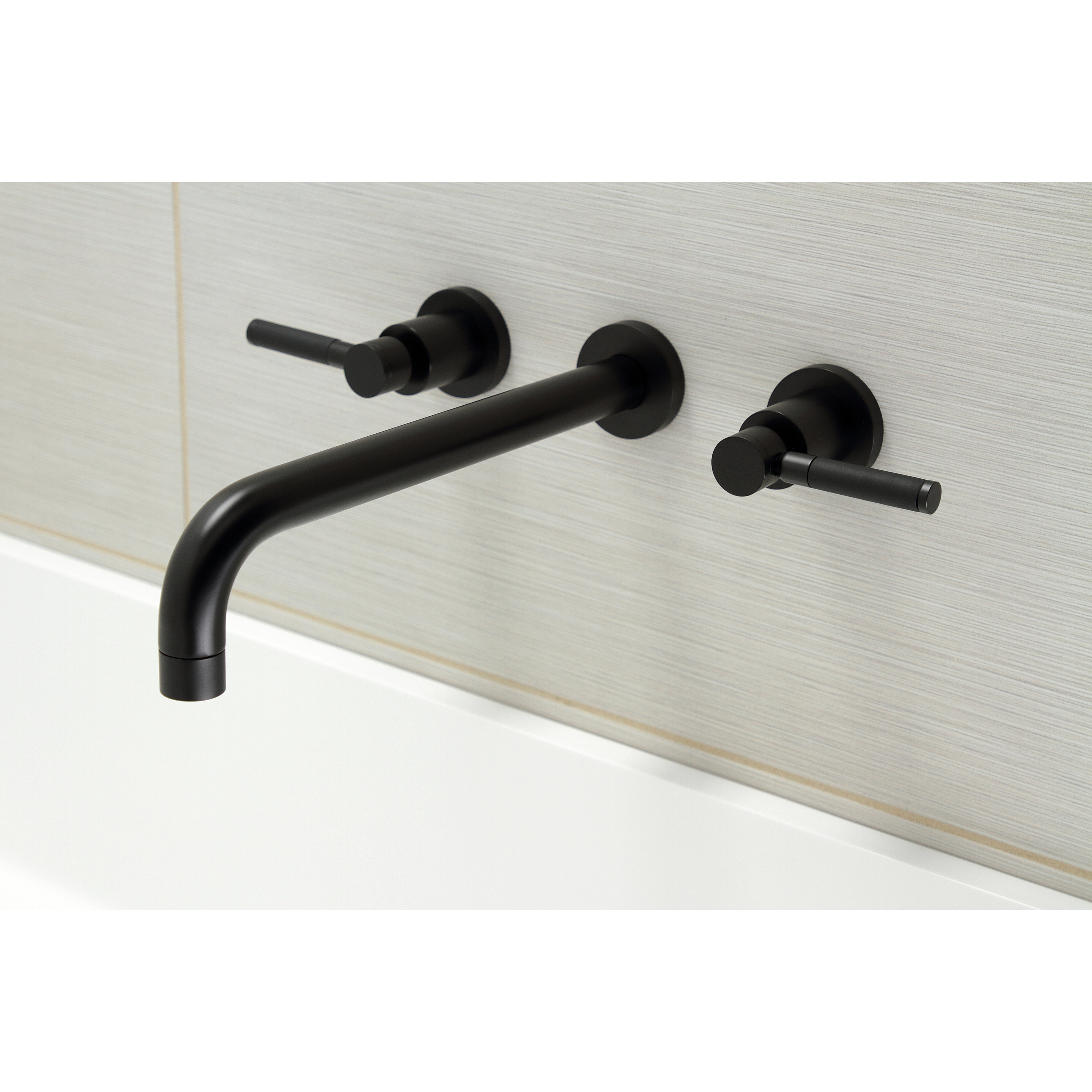 Kingston Brass KS8050DKL Kaiser Two-Handle Wall Mount Roman Tub Faucet, Matte Black