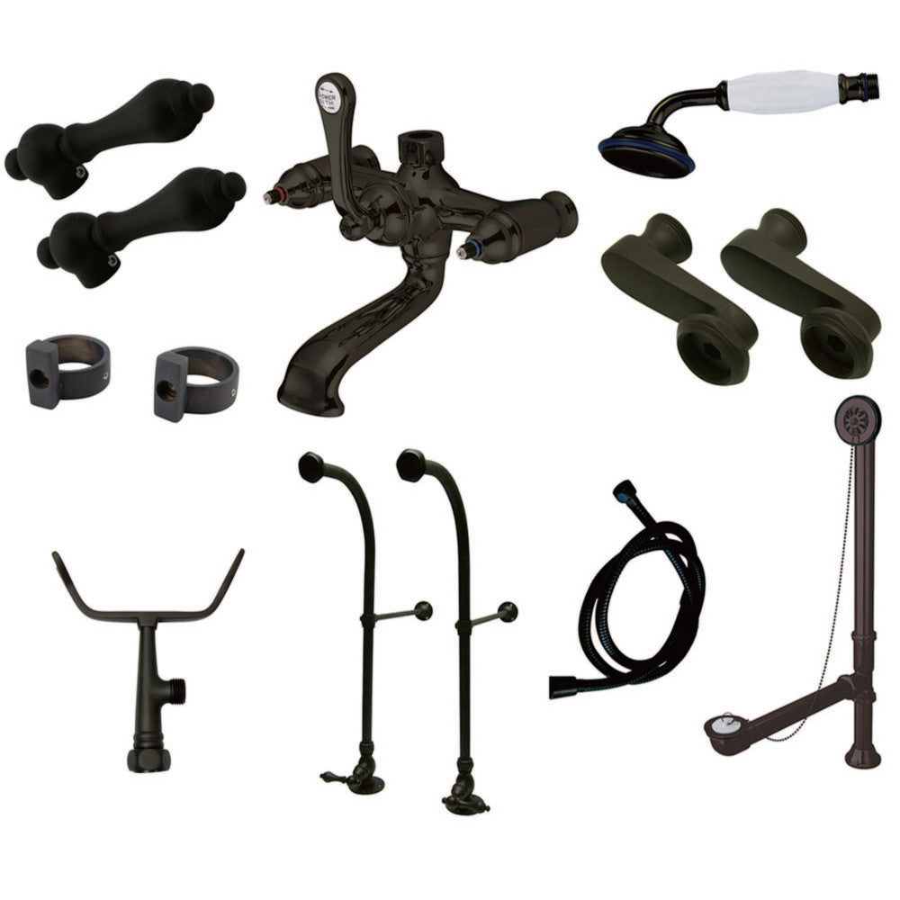 Kingston Brass CCK5105AL Vintage Freestanding Clawfoot Tub Faucet Package with Supply Line, Hand Shower and Tub Drain, Oil Rubbed Bronze