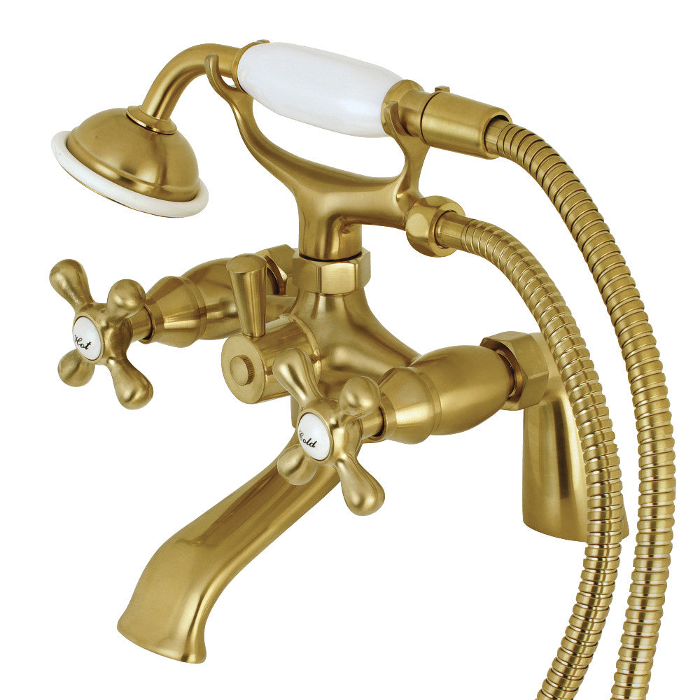 Kingston Brass KS267SB Kingston 6" Center Deck-Mount Clawfoot Tub Faucet with Hand Shower, Brushed Brass