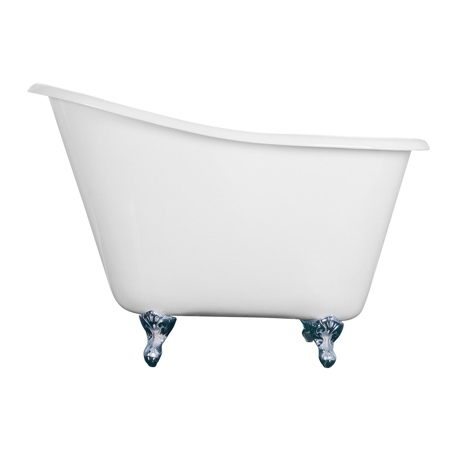 Aqua Eden VCTND5130NT1 51" Cast Iron Classic Flat-Rim Single Slipper Clawfoot Tub (No Faucet Drillings), White/Polished Chrome