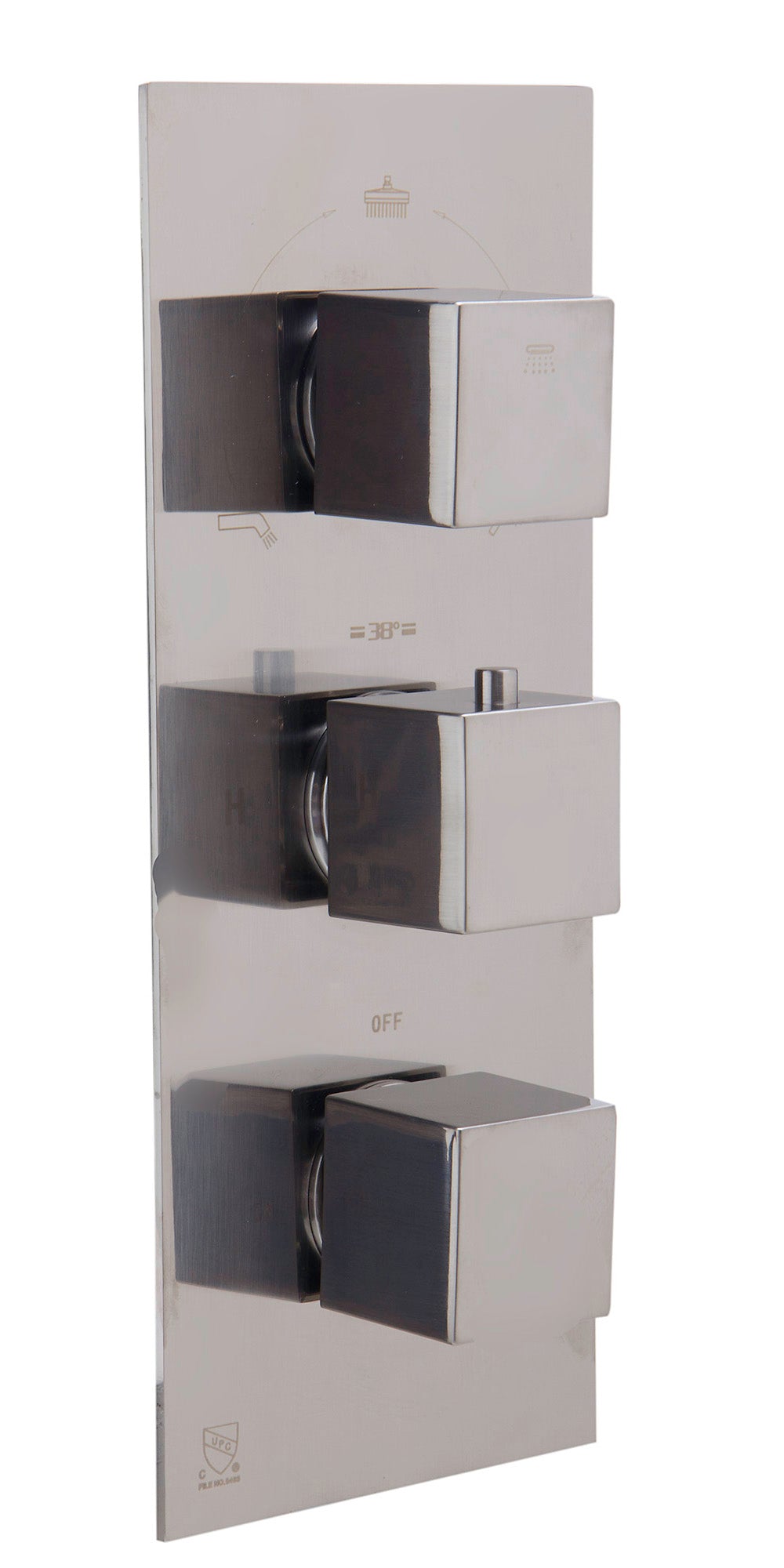 ALFI AB2801-BN Brushed Nickel Concealed 3-Way Thermostatic Valve Shower Mixer Square Knobs