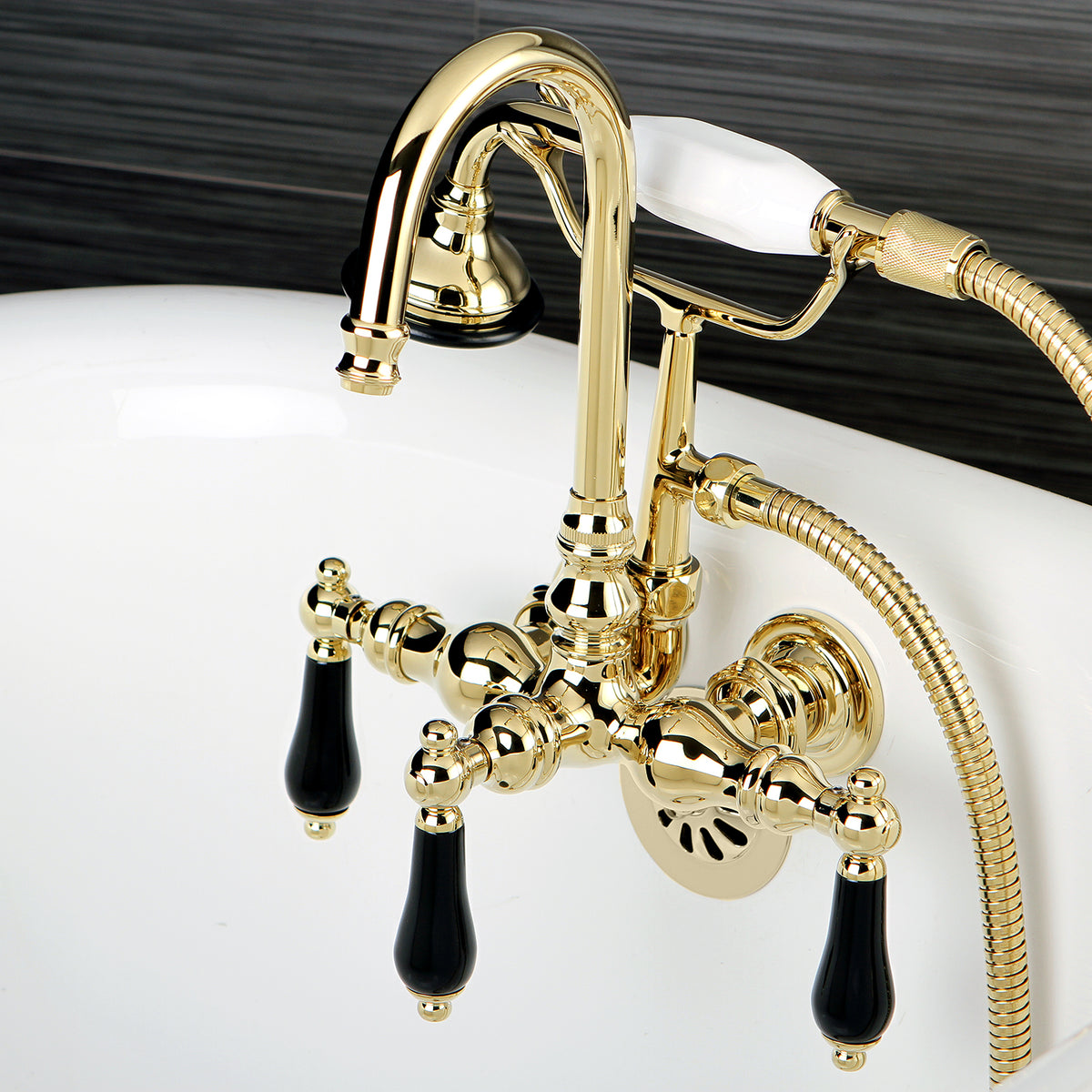 Aqua Vintage AE7T2PKL Duchess Wall Mount Clawfoot Tub Faucet, Polished Brass