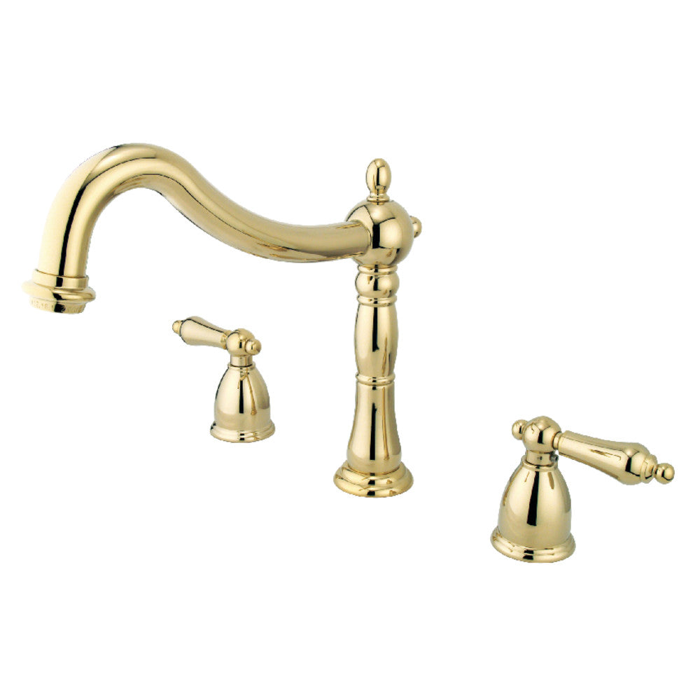 Kingston Brass KS1342AL Heritage Two-Handle Deck Mount Roman Tub Faucet, Polished Brass