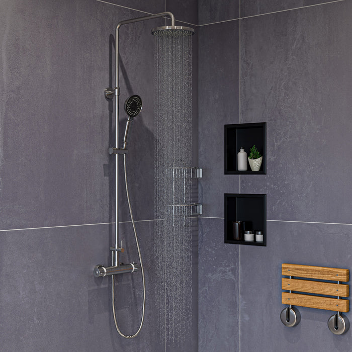 ALFI AB2867-BN Brushed Nickel Round Style Thermostatic Exposed Shower Set