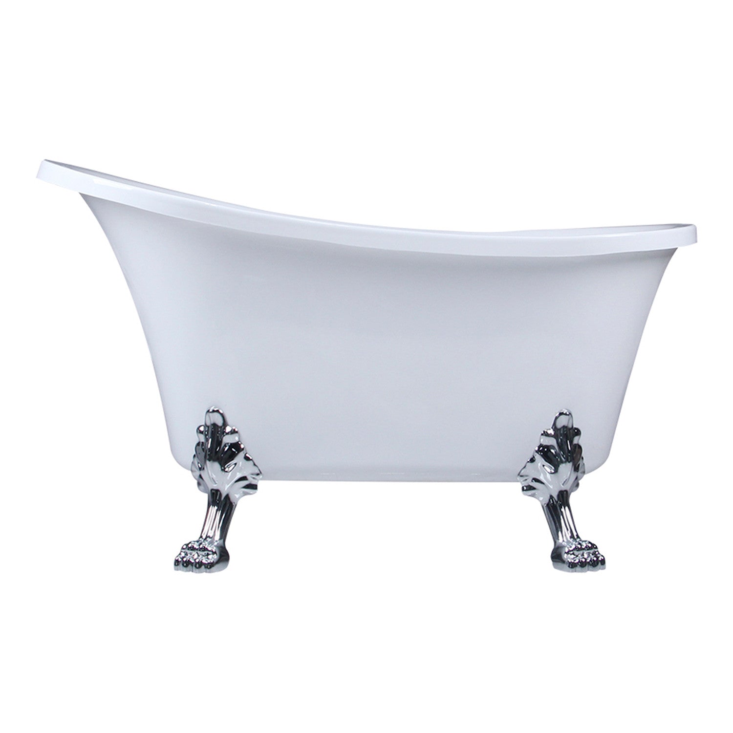 Aqua Eden VTND512824WAC1 51" Acrylic Oval Double Slipper Clawfoot Tub (No Faucet Drillings), Glossy White/Polished Chrome