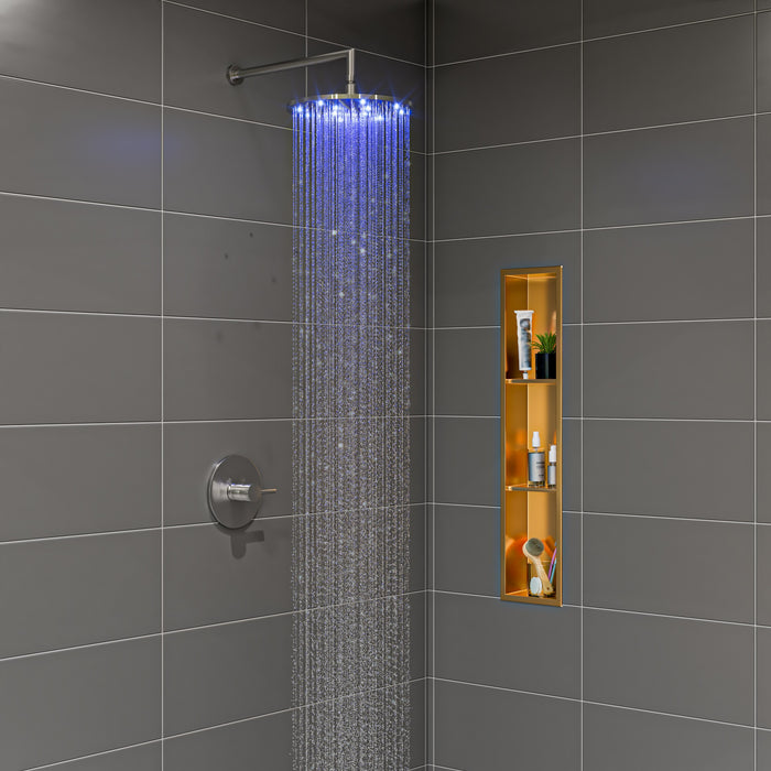 ALFI LED12R-BN Brushed Nickel 12" Round Multi Color LED Rain Shower Head