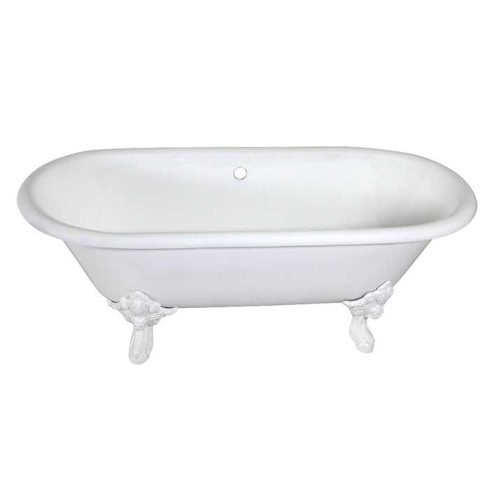 Aqua Eden VCTDE7232NLW 72" Cast Iron Oval Double Ended Clawfoot Tub (No Faucet Drillings), White