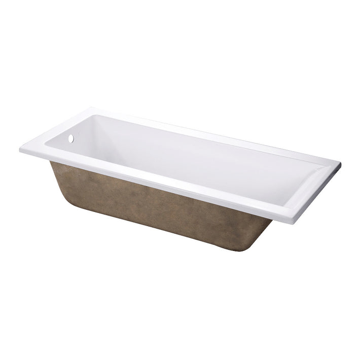 Aqua Eden XVTPN672817 67" Acrylic Rectangular Drop-In Tub with Reversible Drain, Glossy White
