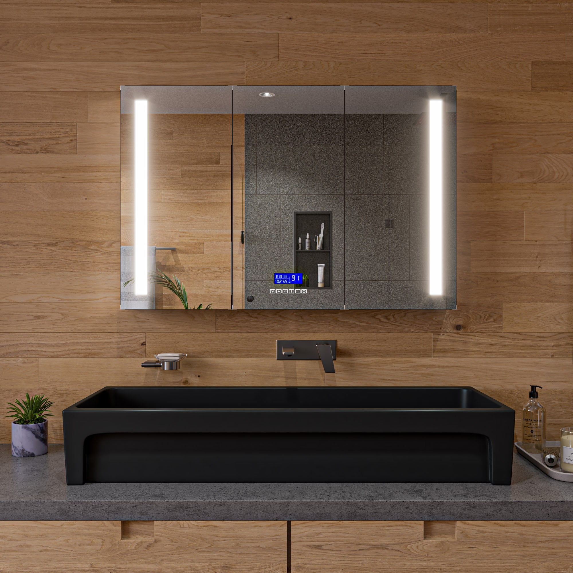 ALFI AB48TRBM 48" Black Matte Above Mount Fireclay Bathroom Trough Sink