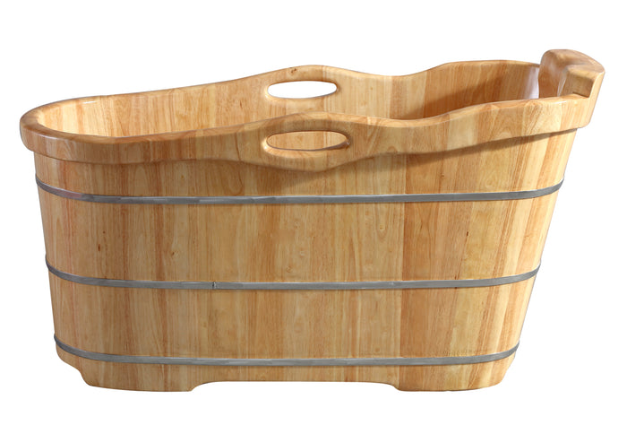ALFI AB1187 57" Free Standing Rubber Wooden Soaking Bathtub with Headrest
