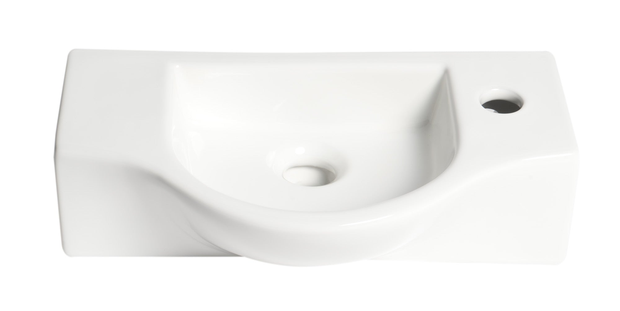 ALFI ABC114 White 18" Small Wall Mounted Ceramic Sink with Faucet Hole