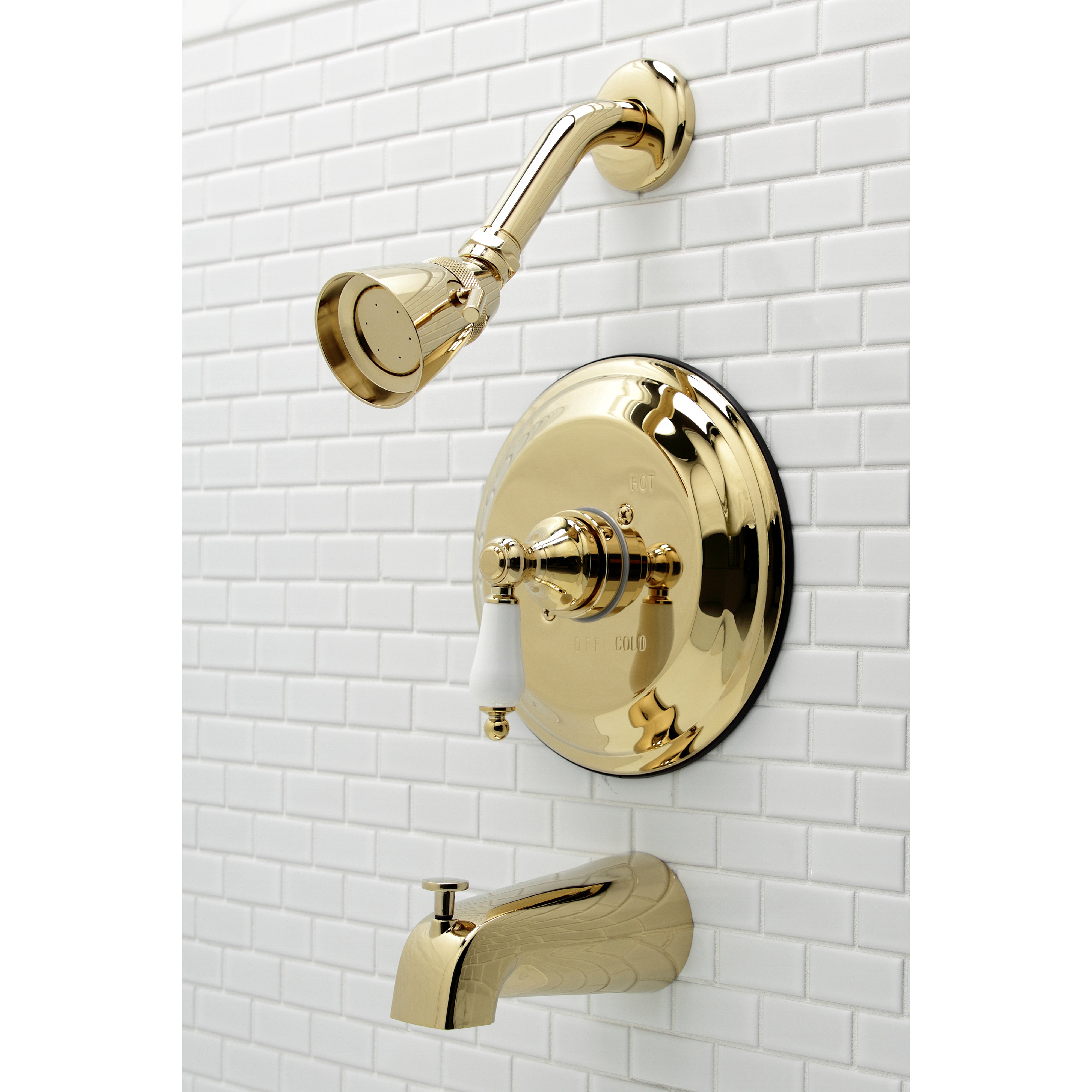 Kingston Brass KB3632PL Restoration Single-Handle Pressure Balanced Tub and Shower Faucet, Polished Brass