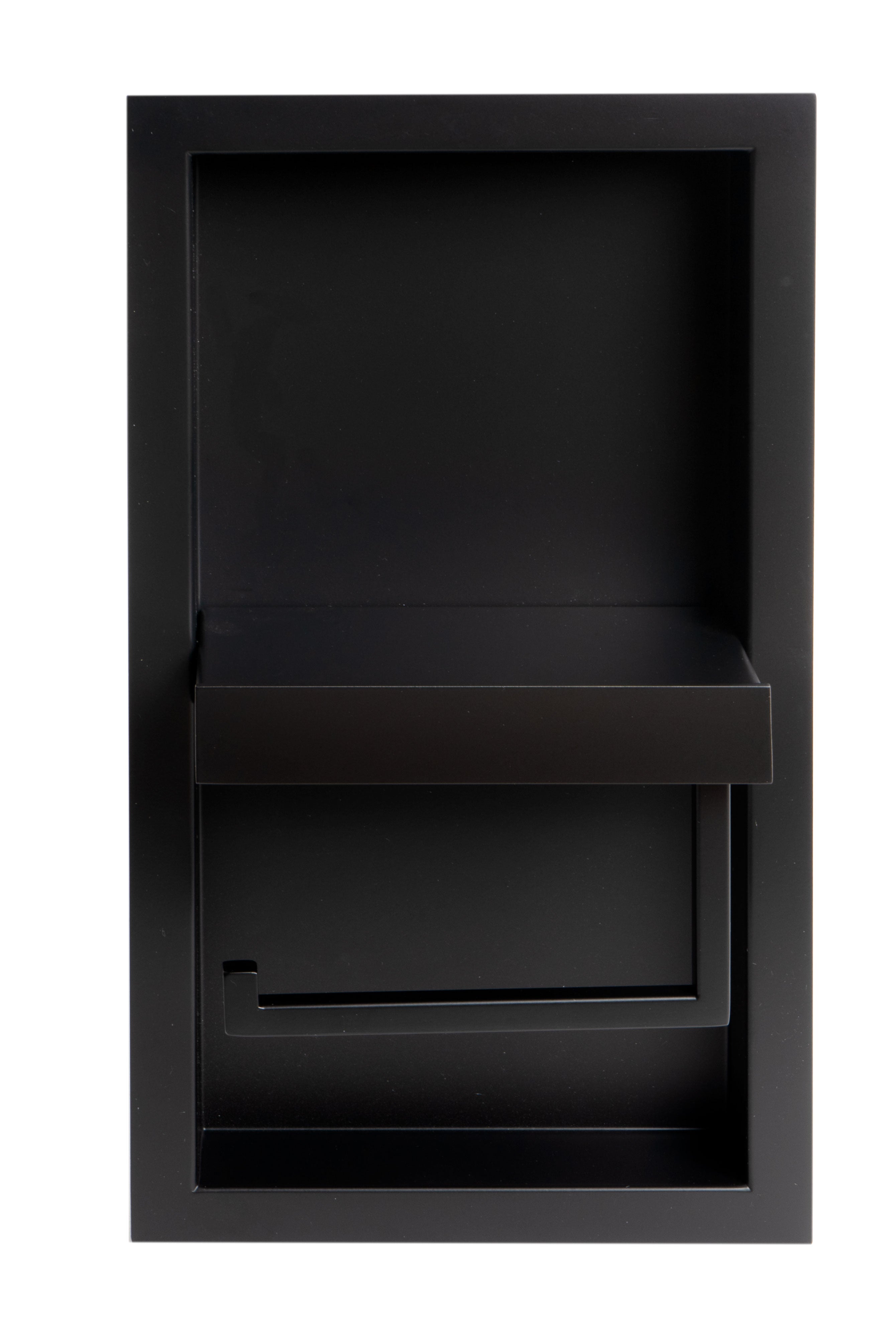 ALFI ABTPNC88-BLA Black Matte Stainless Steel Recessed Toilet Paper Holder Niche