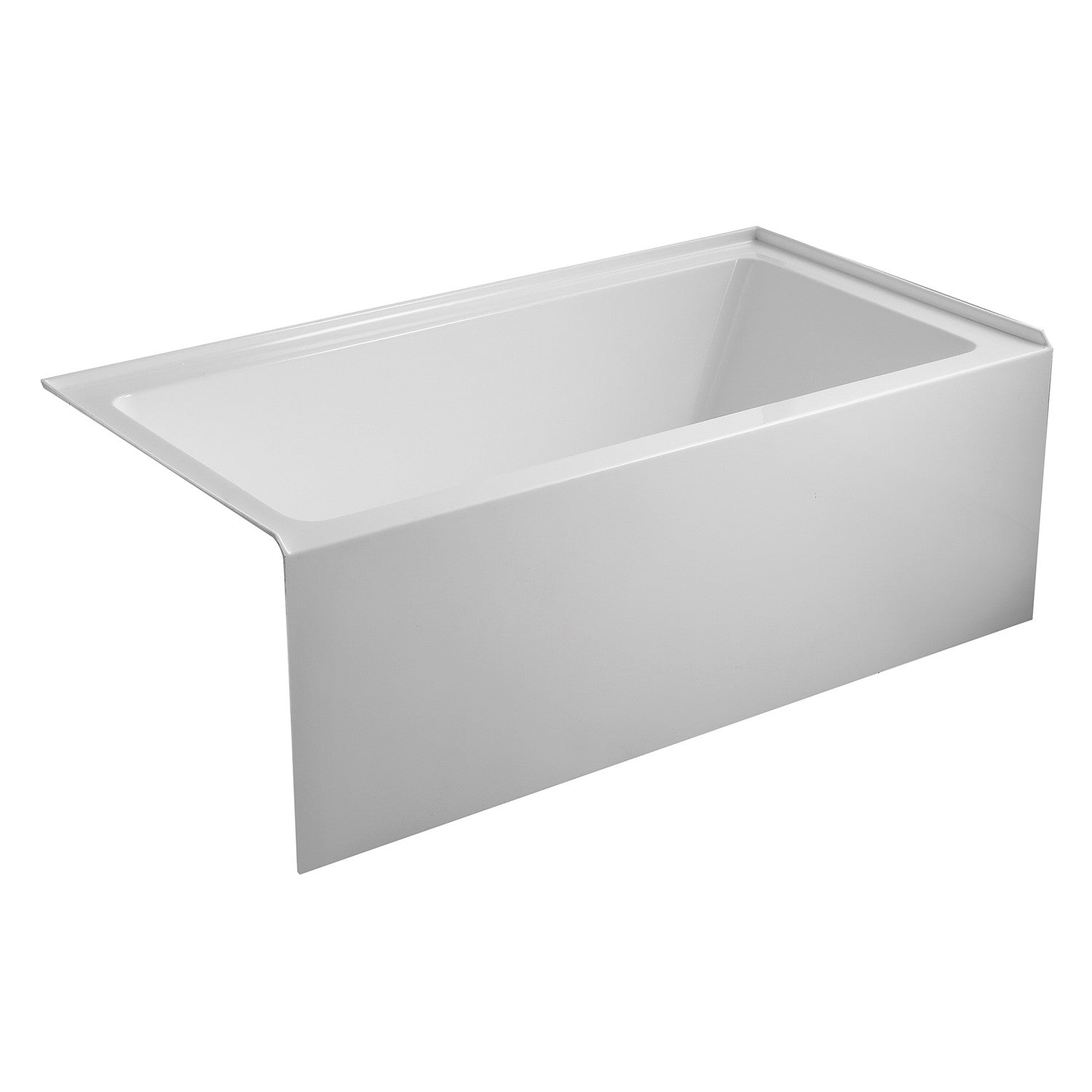 Aqua Eden VTAP6032L22C 60" Acrylic Rectangular 3-Wall Alcove Tub with Anti-Skid Surface, Left Hand Drain, Glossy White
